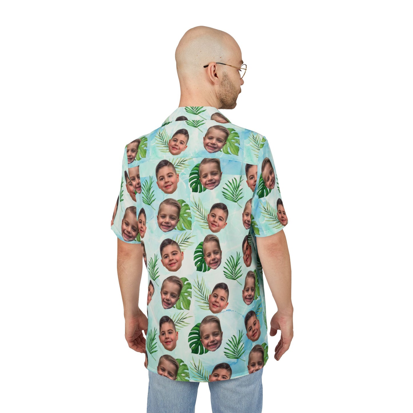 Hawaiian Fatherhood- Personalized Kid's Face Hawaiian Button-Down Shirt | Fun Summer Vacation Style