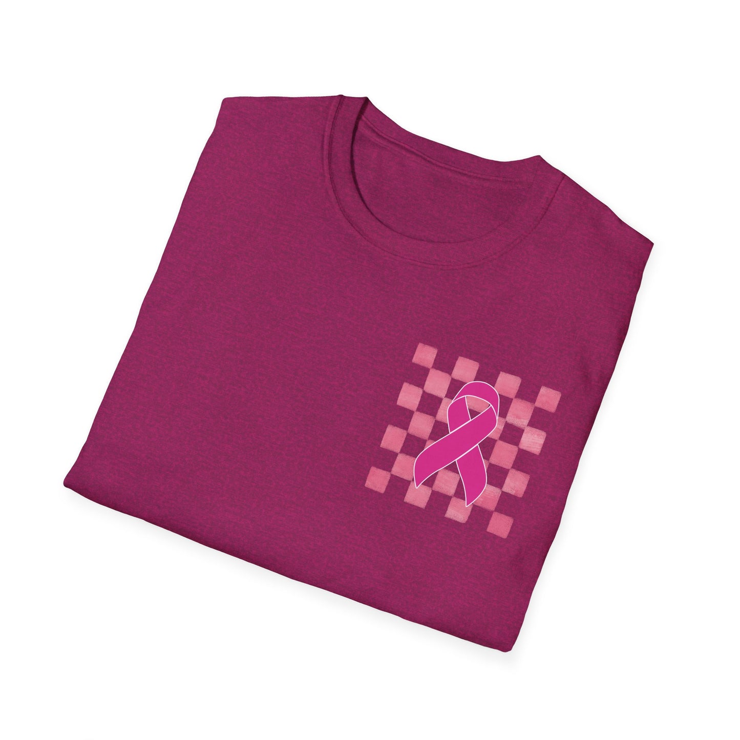 Checkered Pink Ribbon Awareness T-Shirt | Softstyle Tee