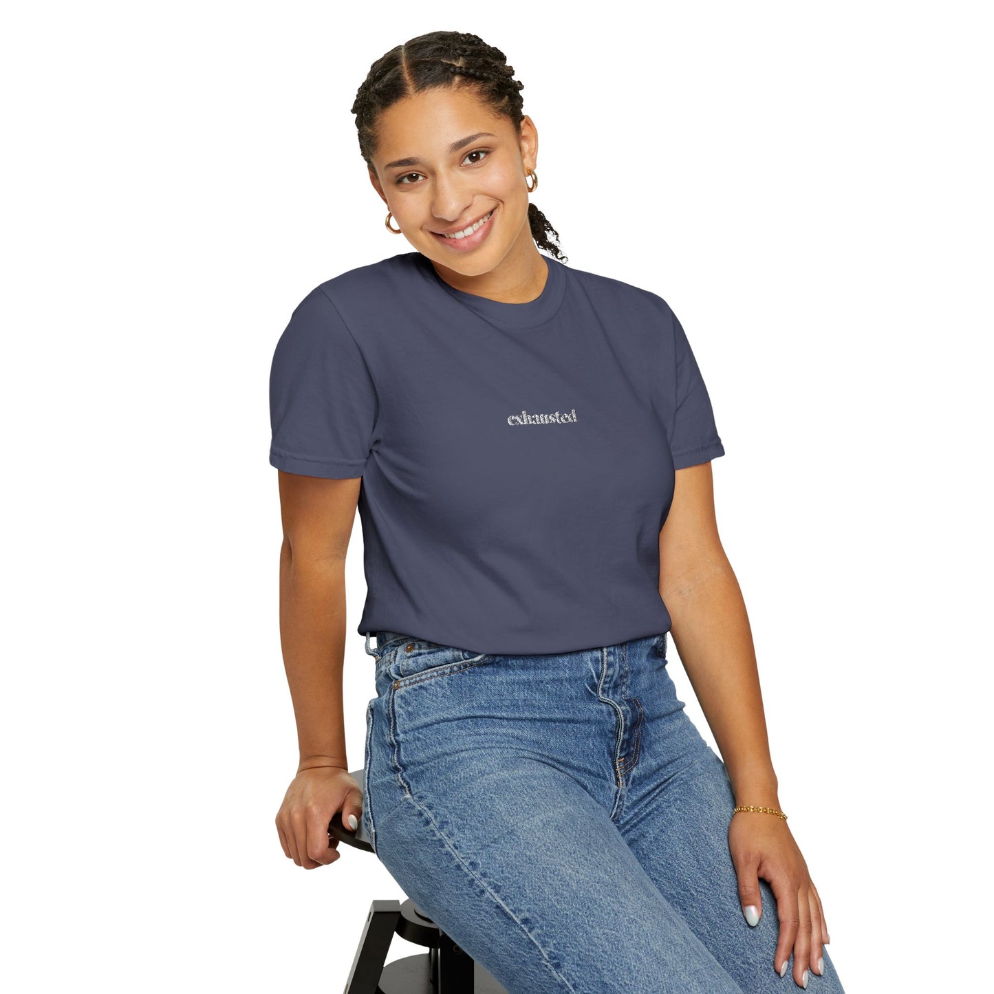 Exhausted- One Word- Garment-Dyed Unisex Tee