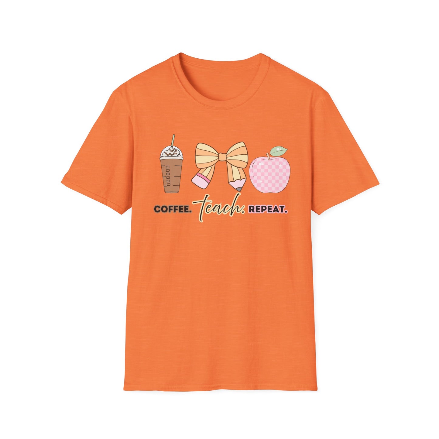 Coffee Teach Repeat Unisex Softstyle T-Shirt - Teacher