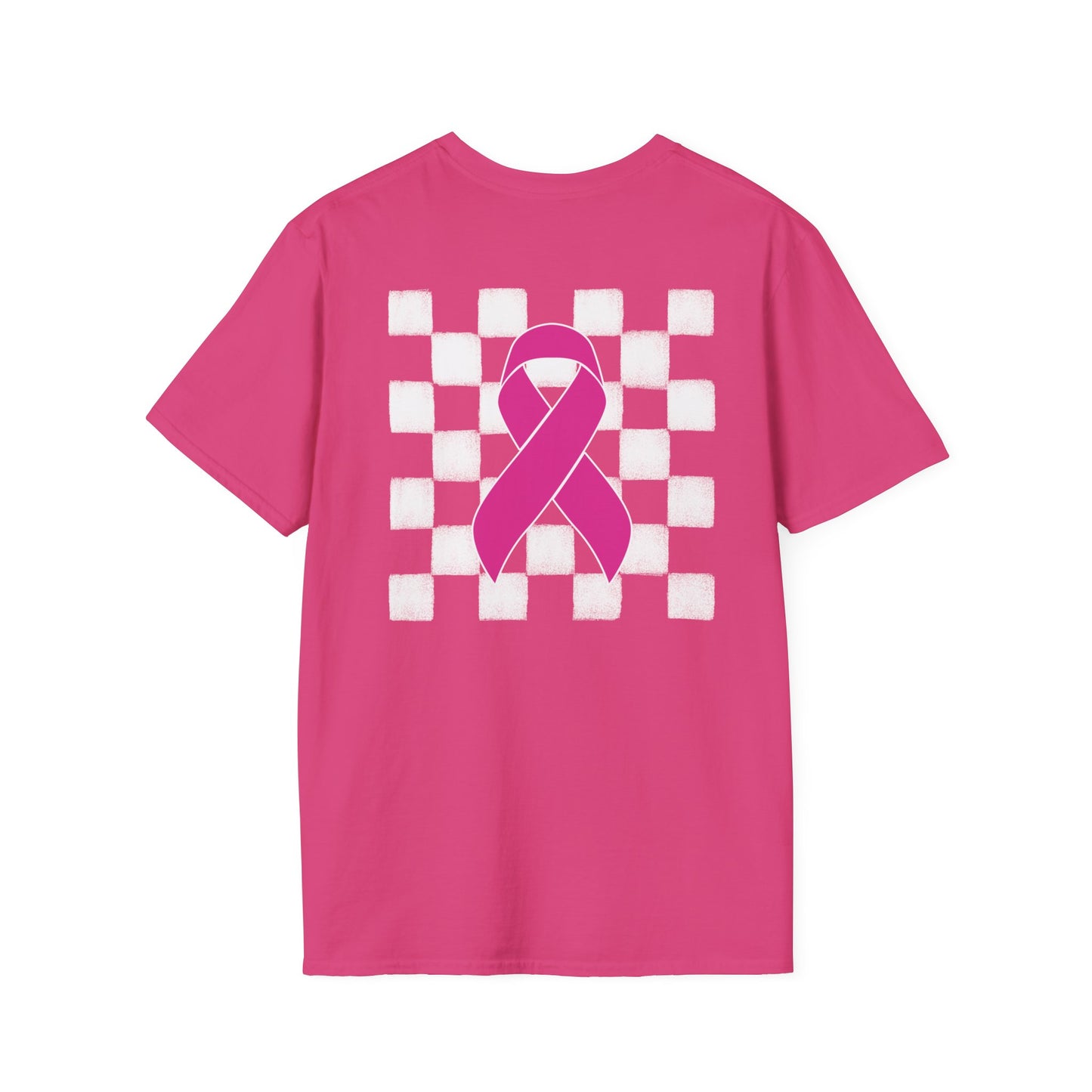 Checkered Pink Ribbon Awareness T-Shirt | Softstyle Tee