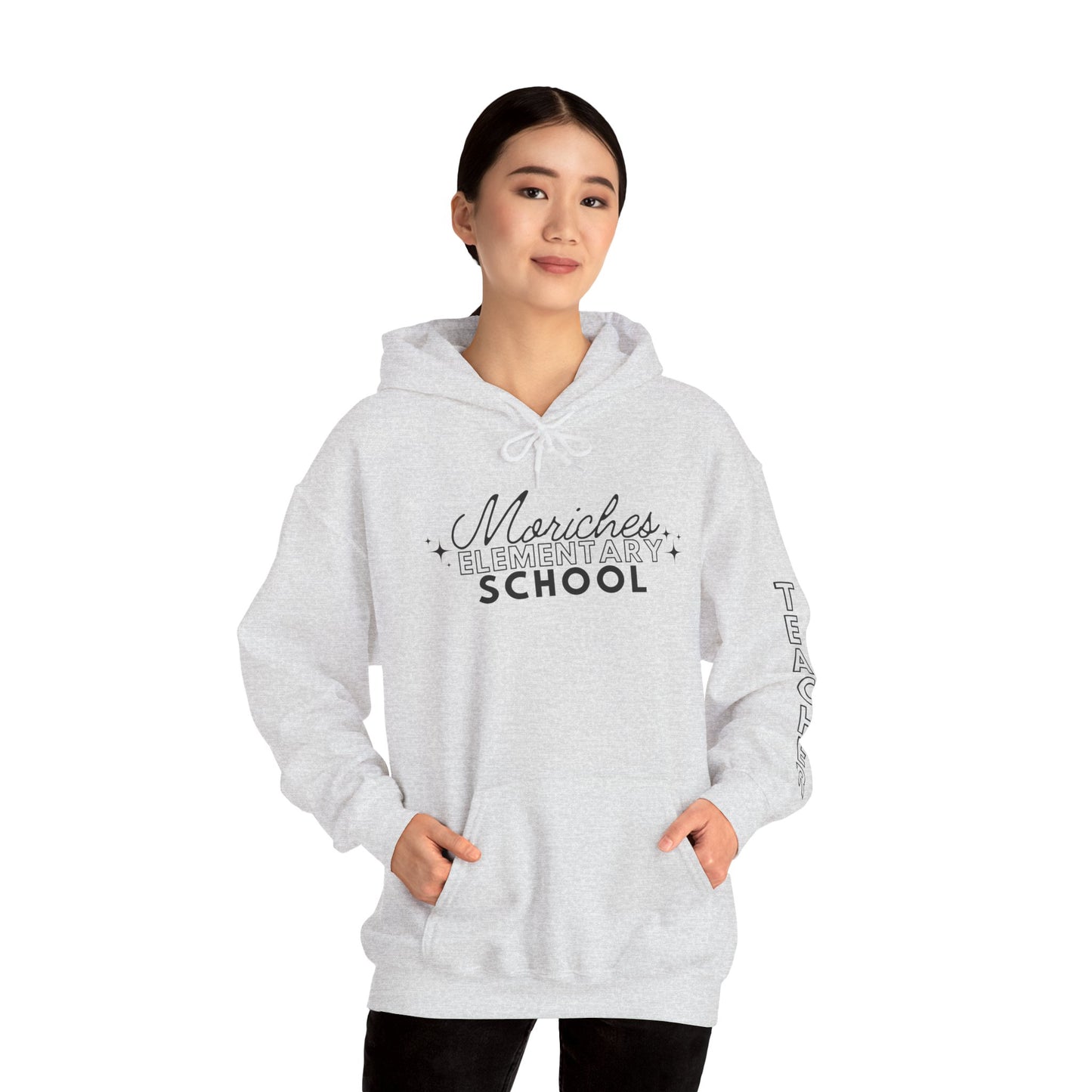 Moriches Teacher Simple Design Hoodie w/ Teacher on Sleeve - Cozy Unisex Sweatshirt