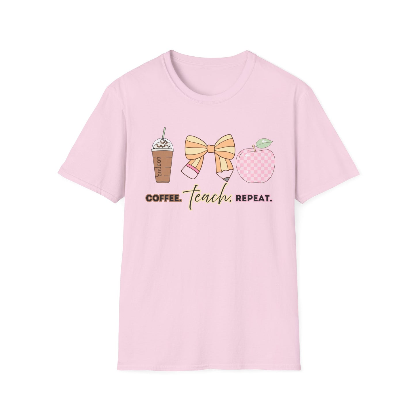 Coffee Teach Repeat Unisex Softstyle T-Shirt - Teacher