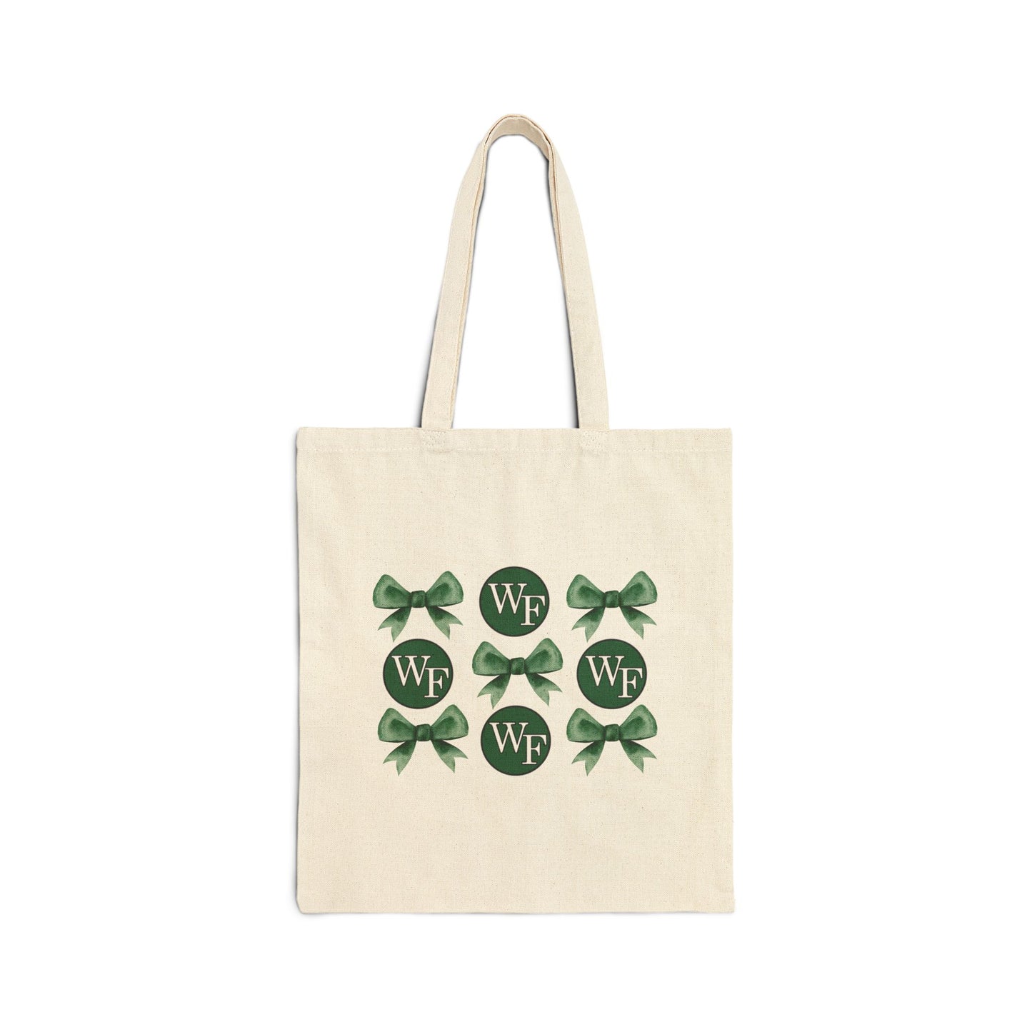 William Floyd Logo and Chic Green Bow Cotton Canvas Tote Bag - Stylish & Eco-Friendly Shopper