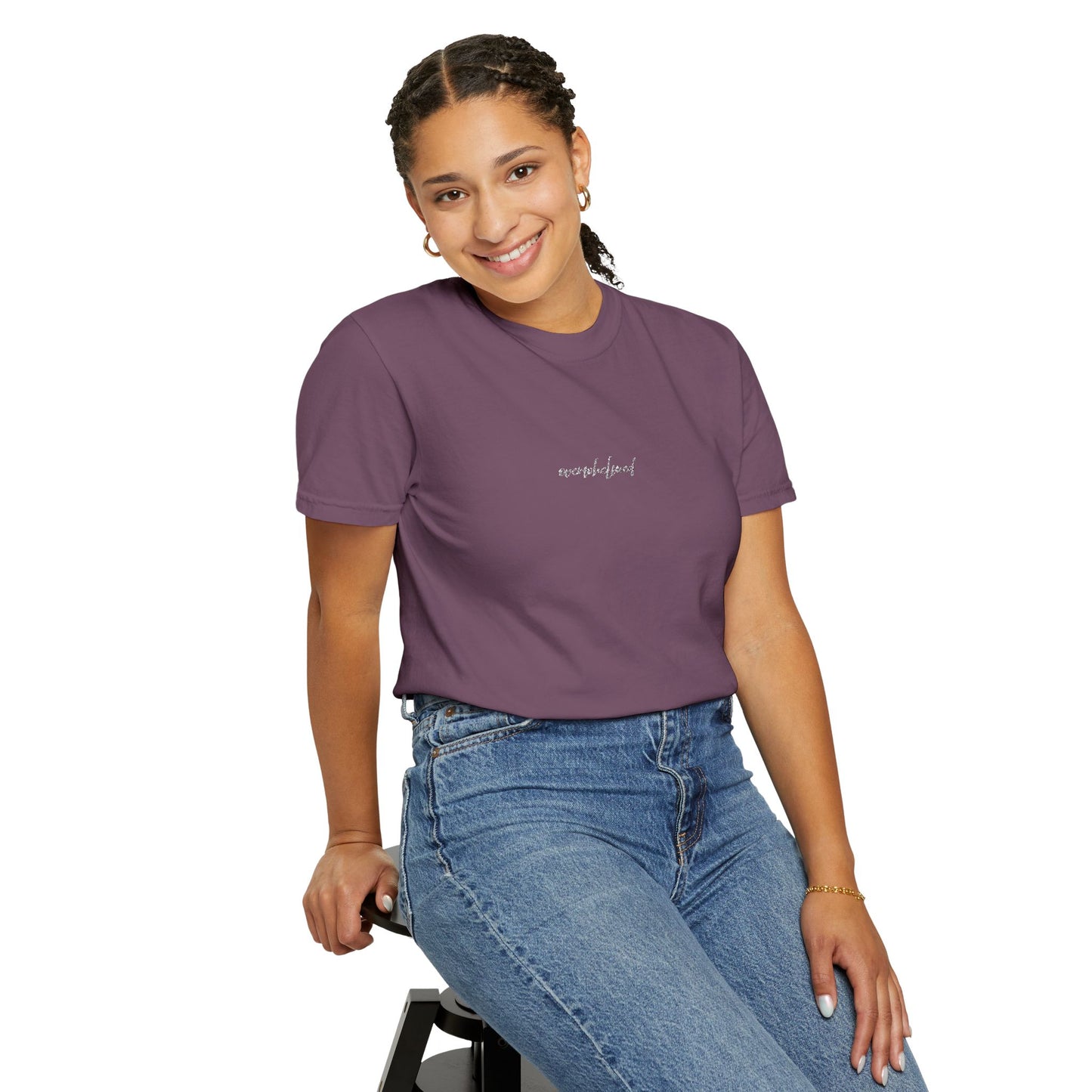 Copy of Exhausted (cursive)- One Word- Garment-Dyed Unisex Tee