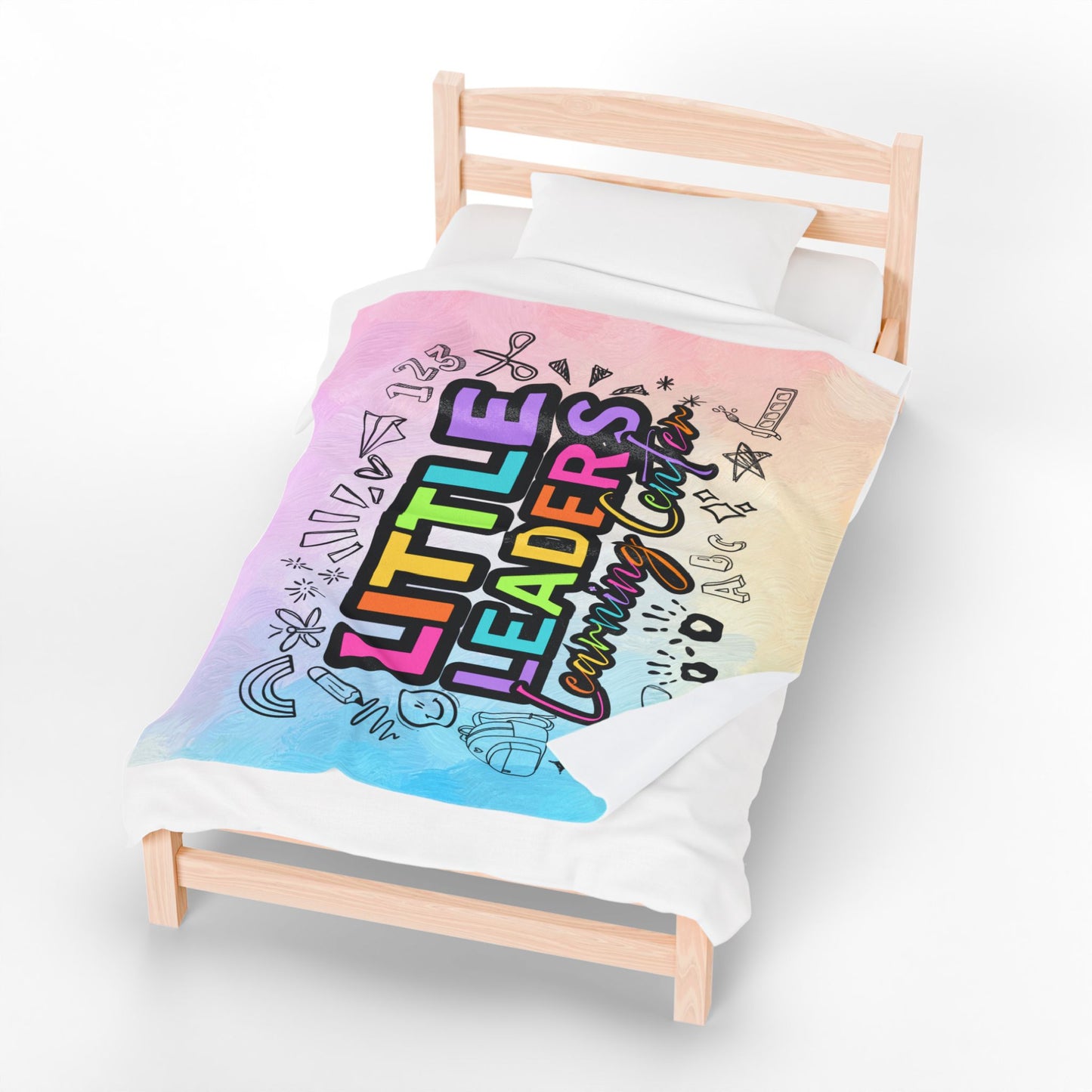 Little Leaders Doodle Design Velveteen Plush Blanket - Cozy Plush Throw