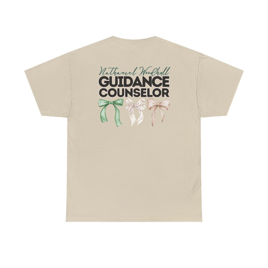 Woodhull Guidance Counselor and Bows- Unisex Heavy Cotton Tee with Bow Design