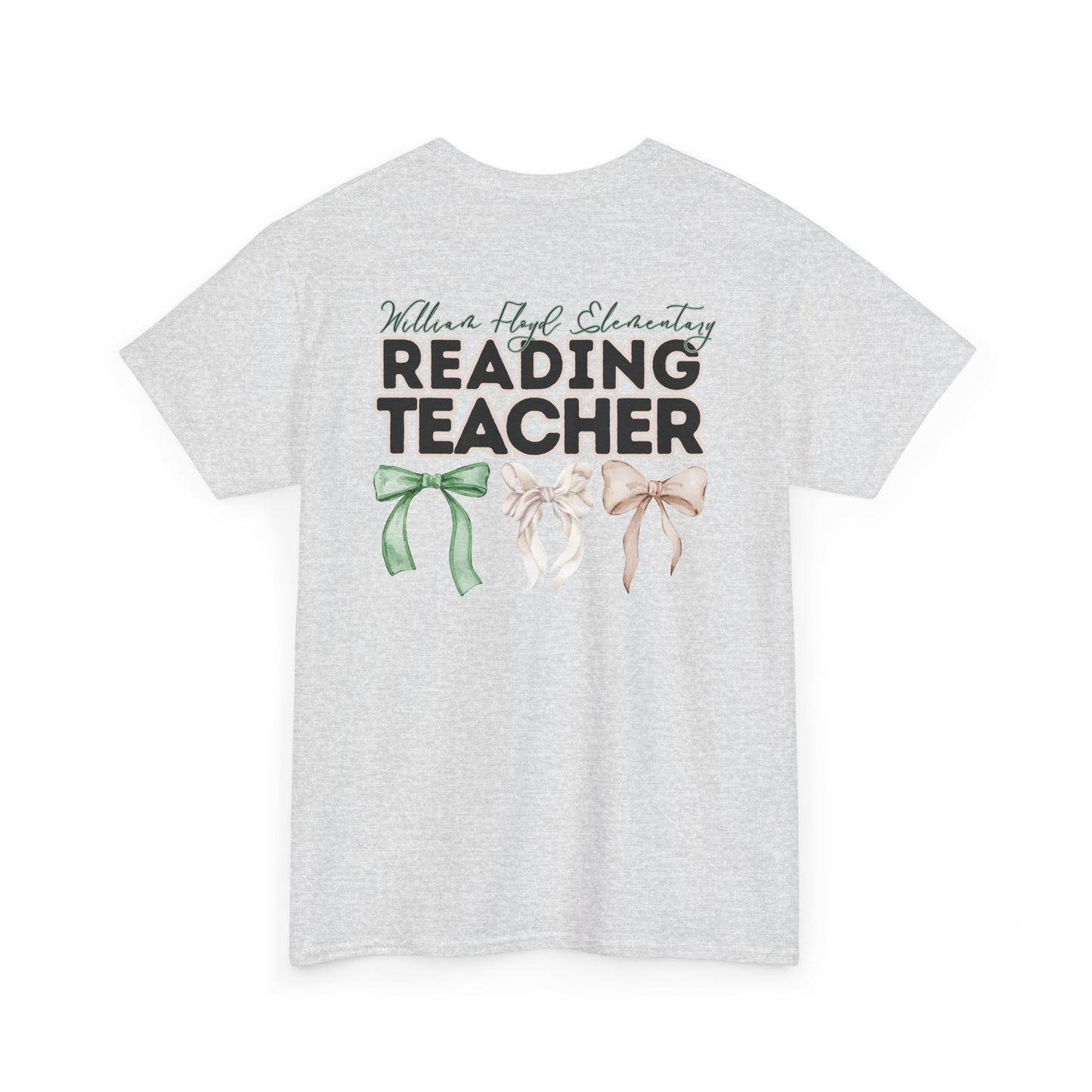 WFE Reading Teacher and Bows- Unisex Heavy Cotton Tee with Bow Design