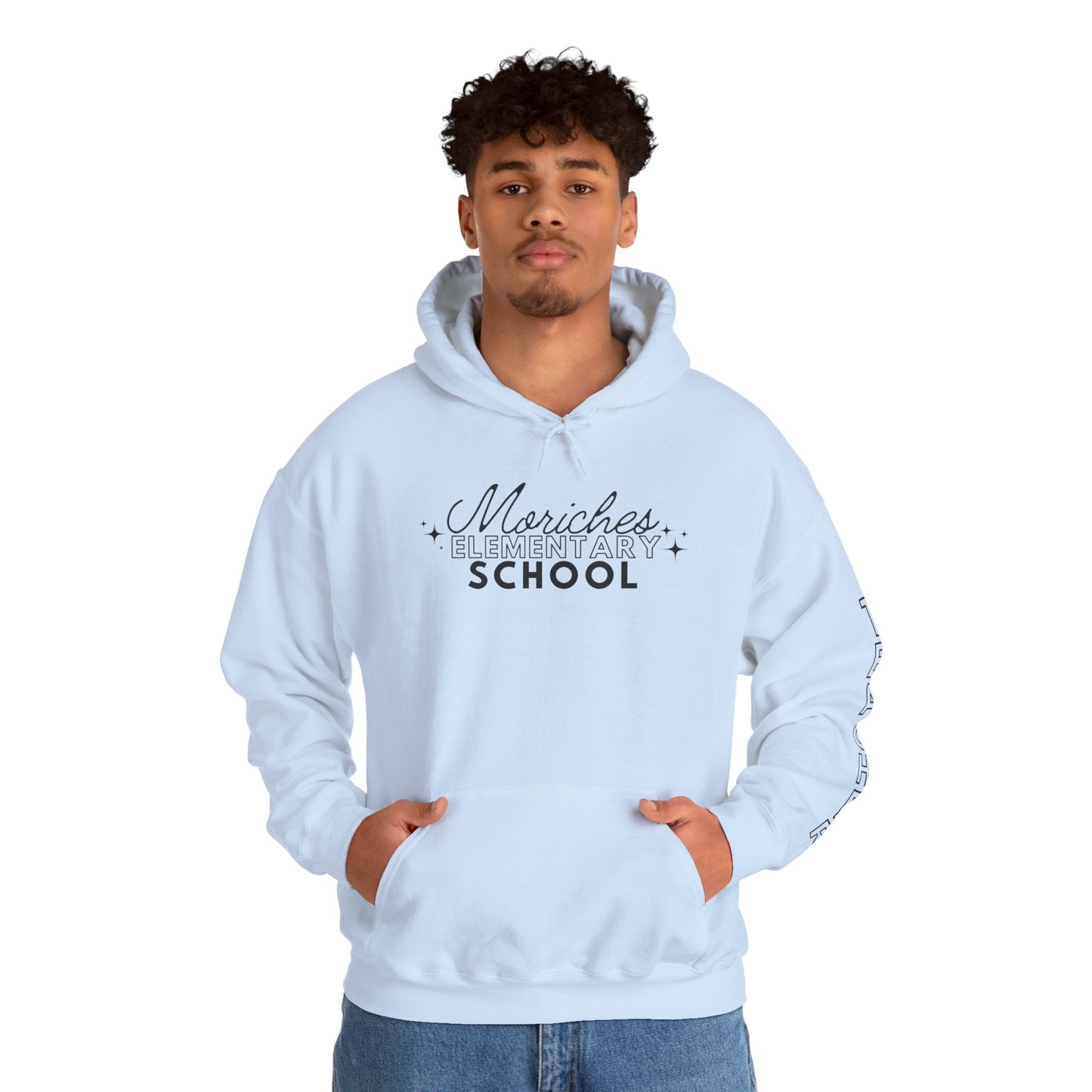 Moriches Teacher Simple Design Hoodie w/ Teacher on Sleeve - Cozy Unisex Sweatshirt