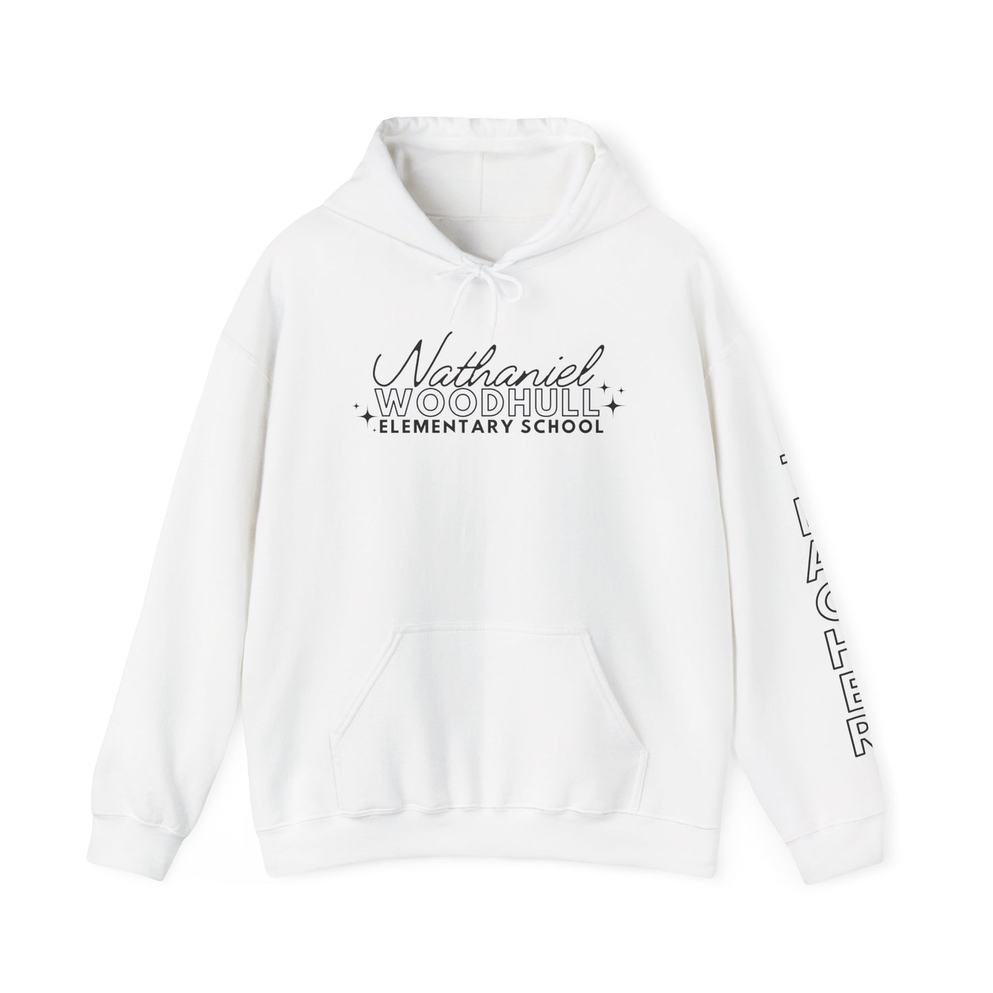 Woodhull Teacher Simple Design Hoodie w/ Teacher on Sleeve - Cozy Unisex Sweatshirt