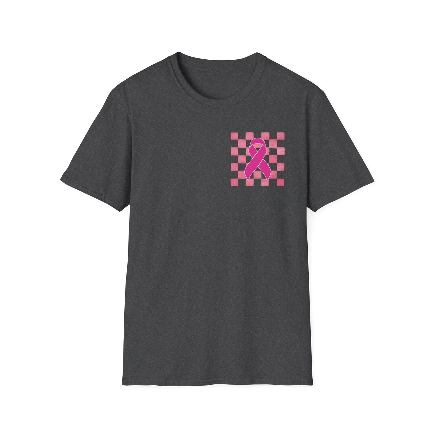 Checkered Pink Ribbon Awareness T-Shirt | Softstyle Tee