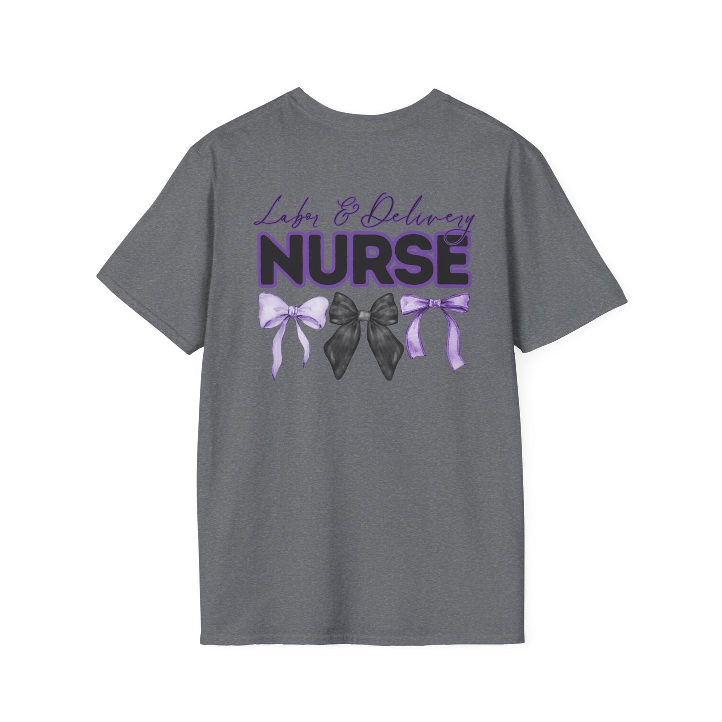 L+D Nurse Softstyle T-Shirt with Bow Design- Healthcare