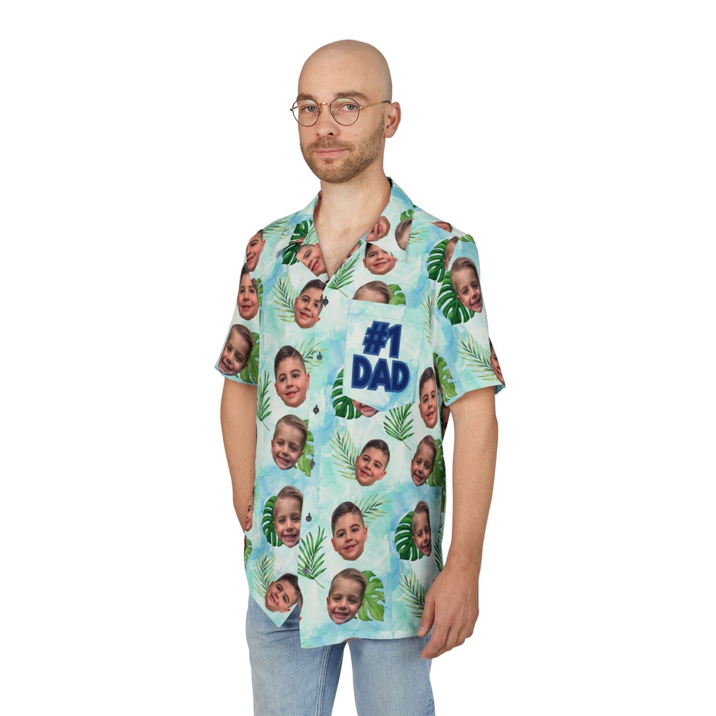 Hawaiian Fatherhood- Personalized Kid's Face Hawaiian Button-Down Shirt | Fun Summer Vacation Style