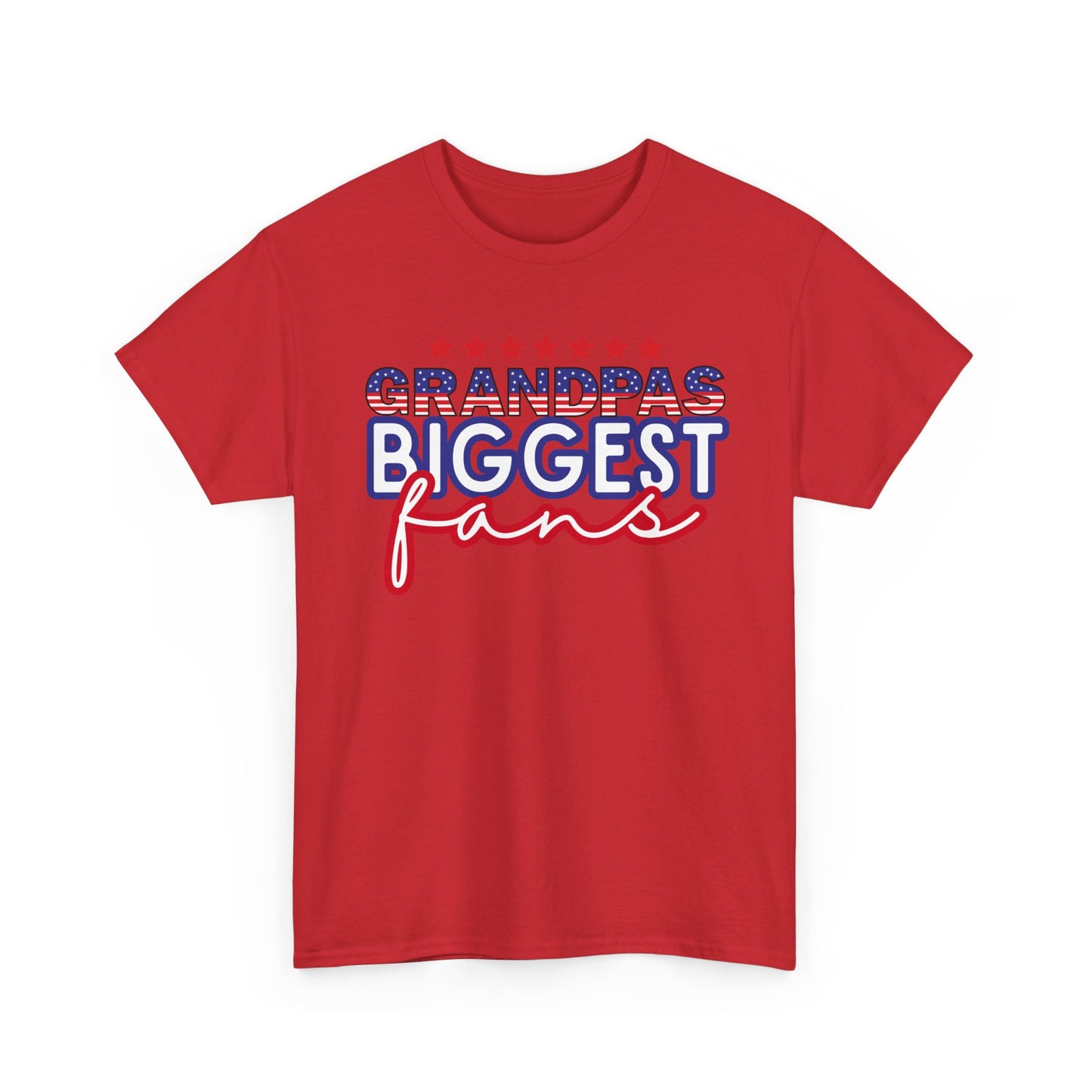 Custom- Jolly- Grandpa's Biggest Fan Unisex Heavy Cotton Tee - Patriotic Family Shirt