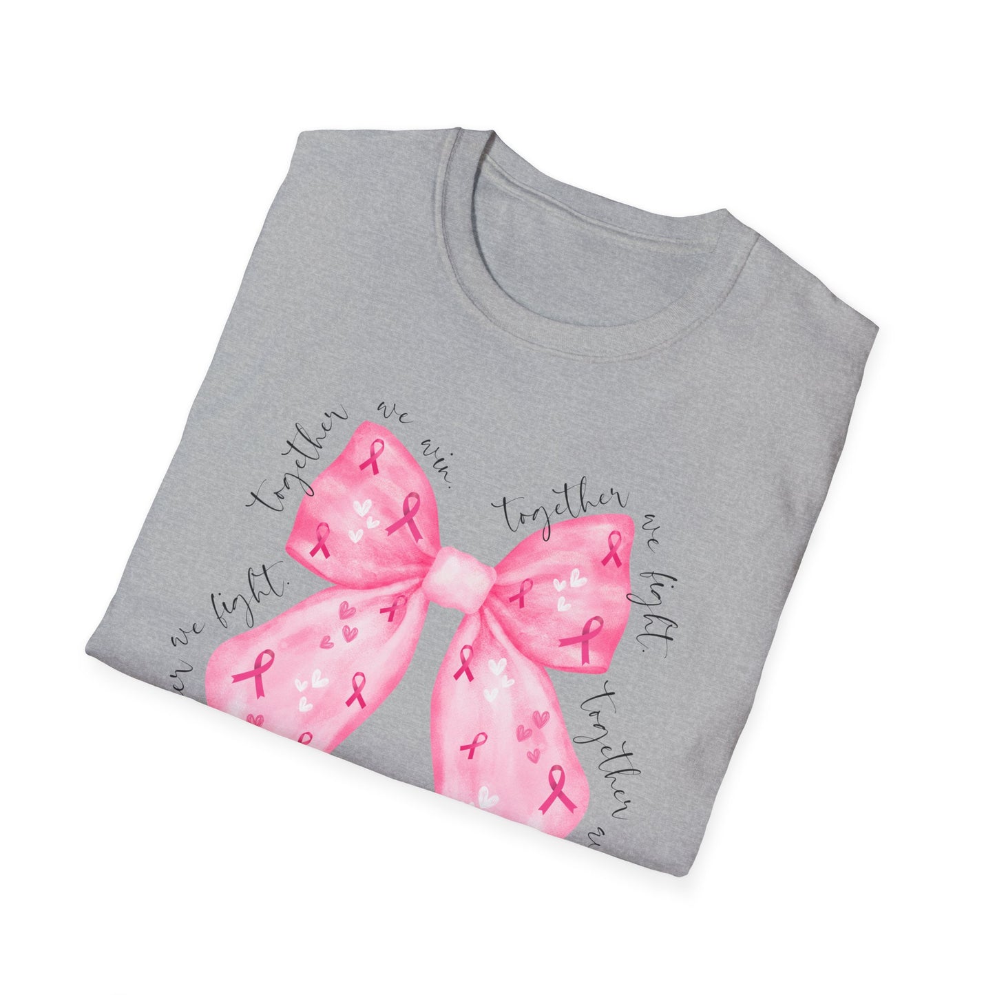 We Fight, We Win- Breast Cancer Awareness Tee, Unisex Softstyle T-Shirt