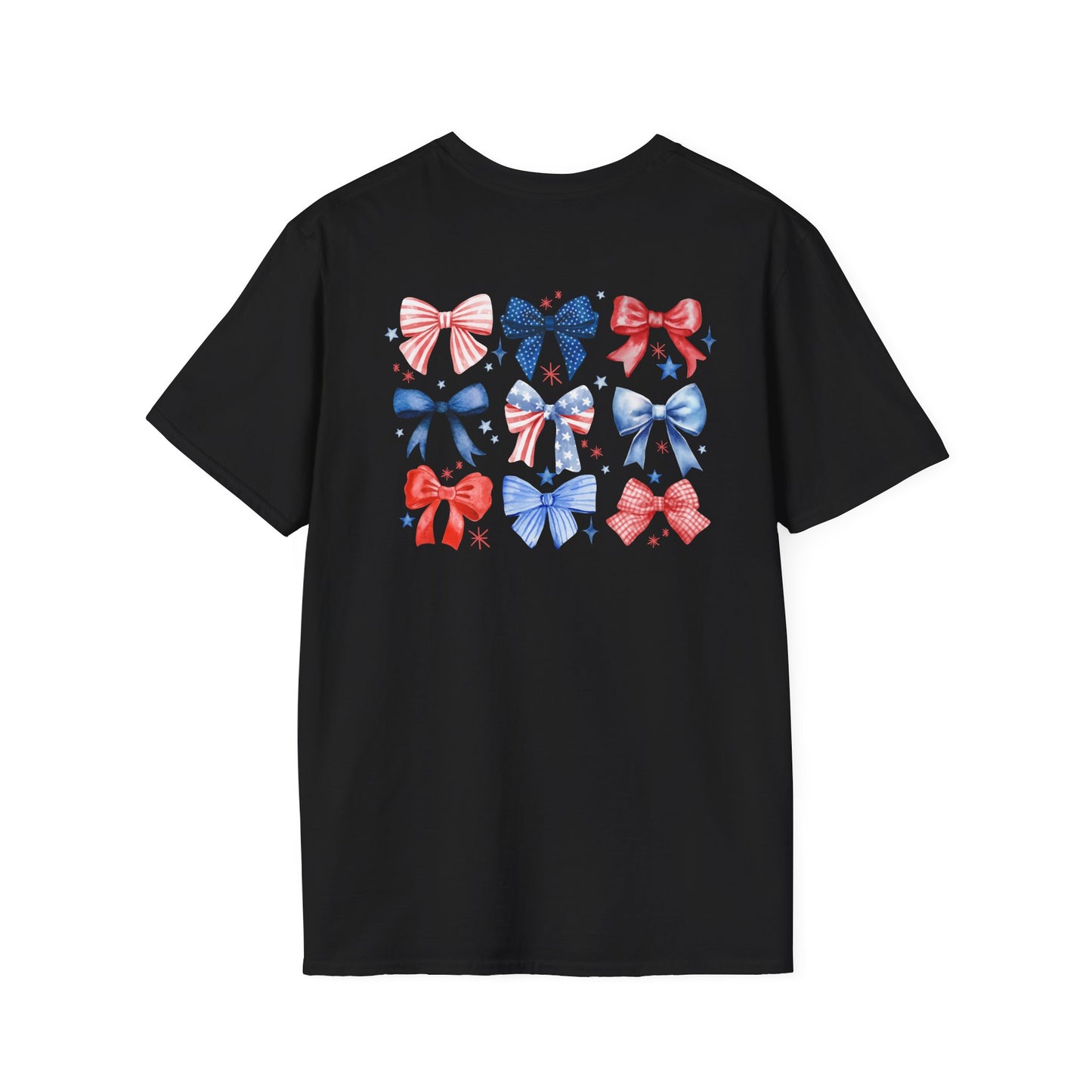Flag Day Unisex Softstyle T-Shirt with WFE Shines Bright in Stars + Stripes Design- Holiday
