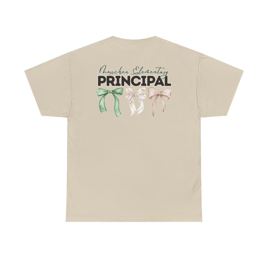 Moriches Principal and Bows- Unisex Heavy Cotton Tee with Bow Design