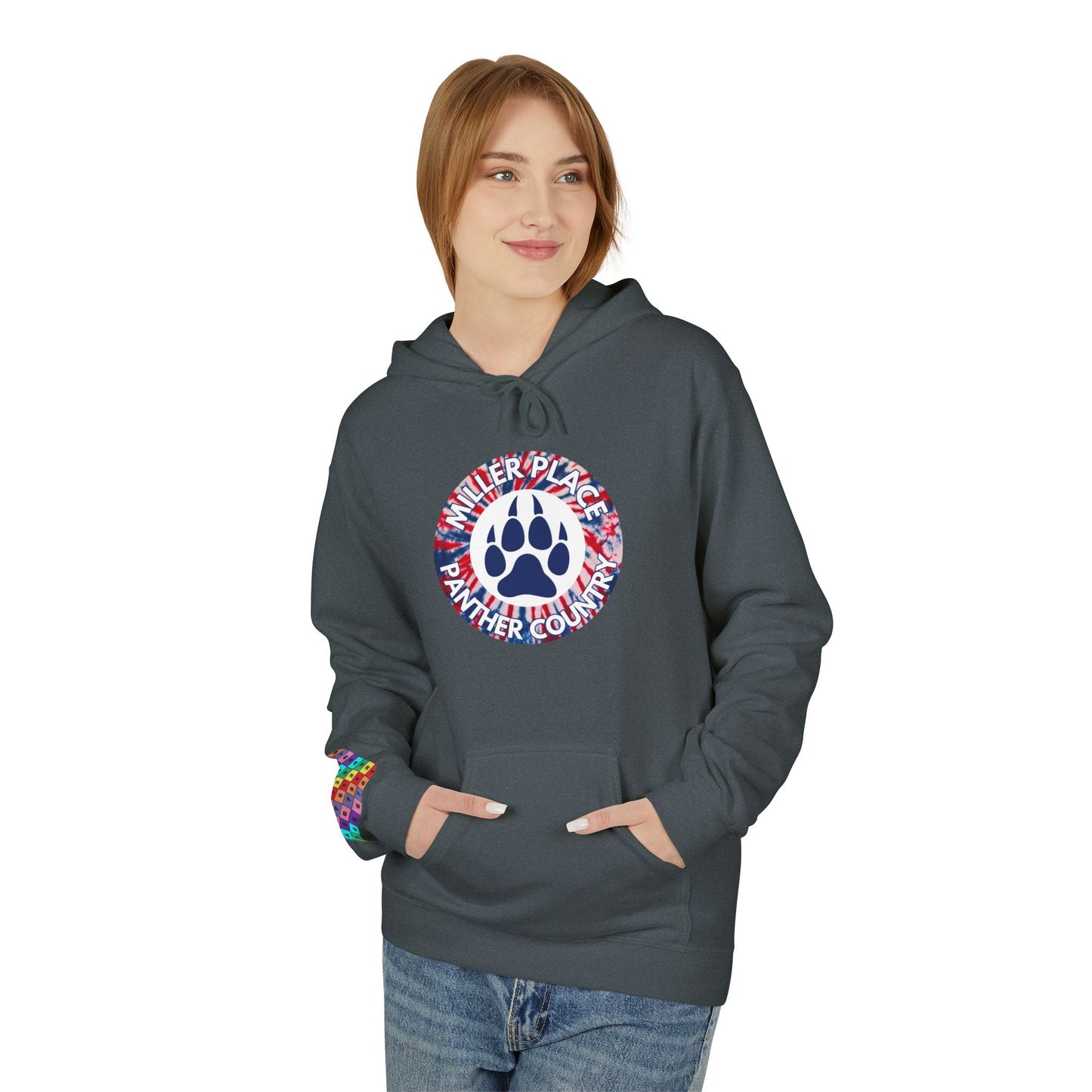 Miller Place Panther Country -Unisex Fleece Hoodie with Tie Dye Design