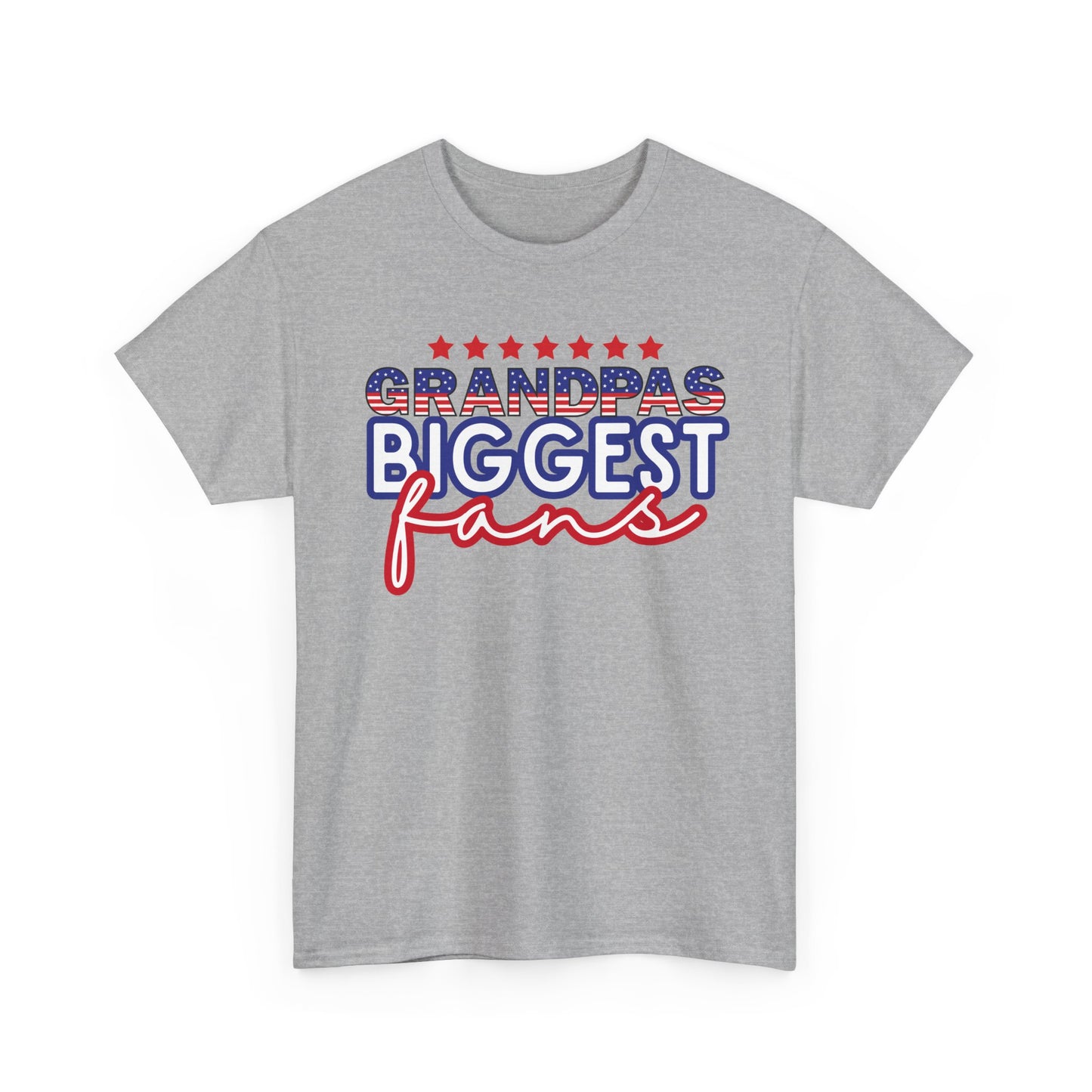 Custom- Jolly- Grandpa's Biggest Fan Unisex Heavy Cotton Tee - Patriotic Family Shirt