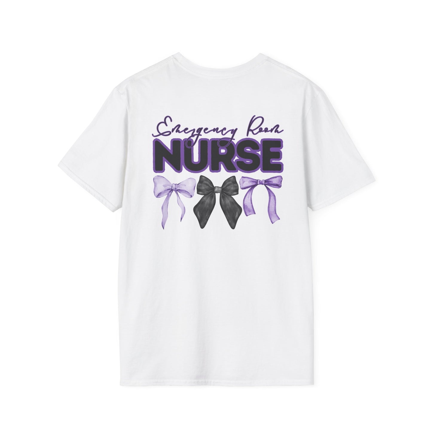 ER Nurse Softstyle T-Shirt with Bow Design- Healthcare