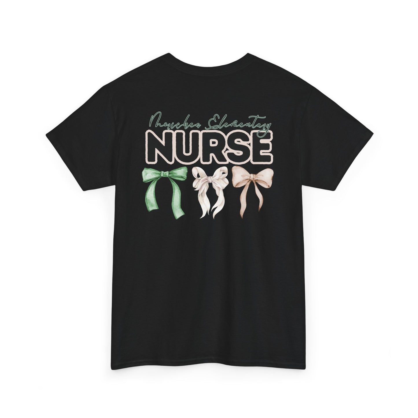 Moriches Nurse and Bows- Unisex Heavy Cotton Tee with Bow Design
