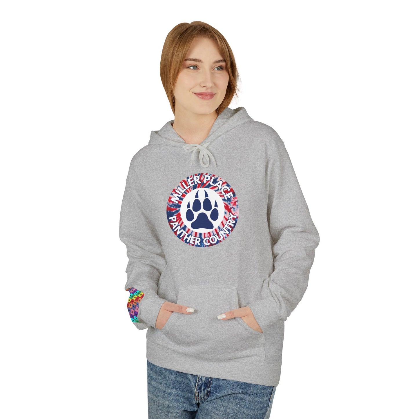 Miller Place Panther Country -Unisex Fleece Hoodie with Tie Dye Design