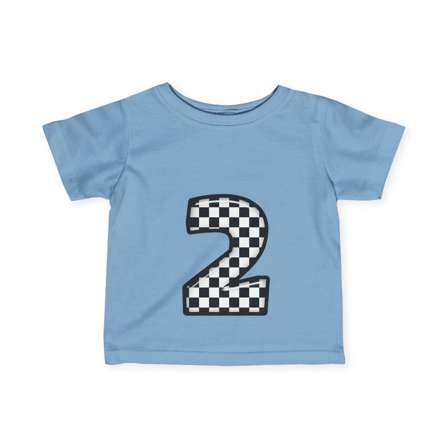 Mini-Checkered Number 2 Infant Jersey Tee - Perfect for Birthday Celebrations