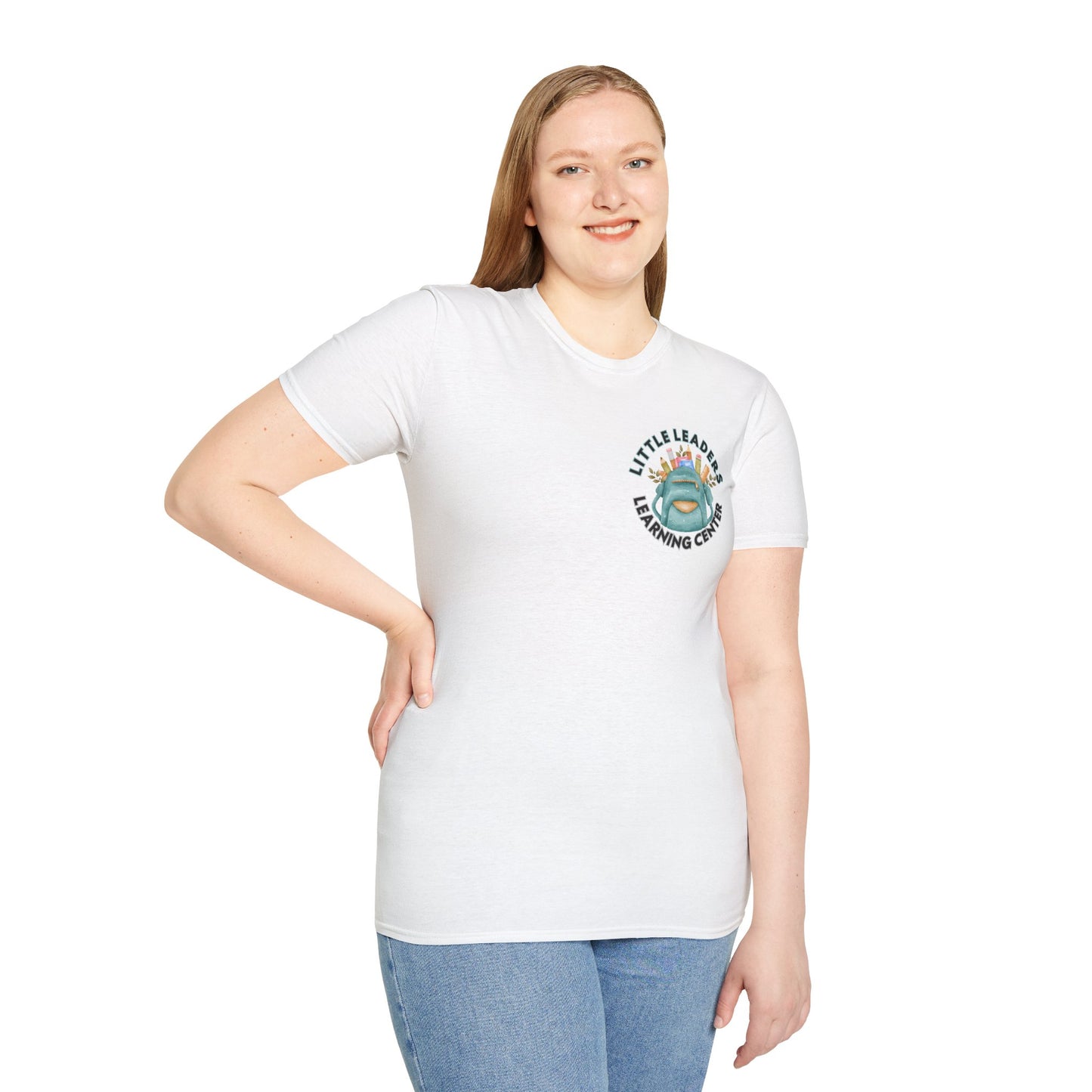 Little Leaders Teacher w/ Backpack Design Unisex Softstyle T-Shirt