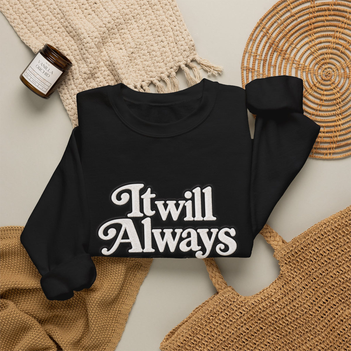 "Moriches or Nowhere" w/ apple- LARGE FRONT Crewneck Sweatshirt