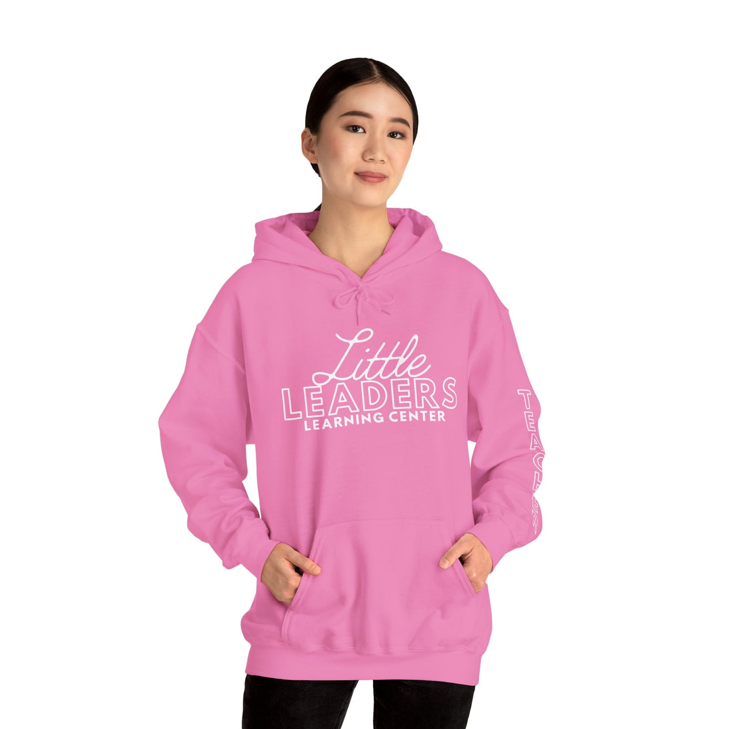 Little Leaders Teacher Simple Design Hoodie w/ Teacher on Sleeve - Cozy Unisex Sweatshirt