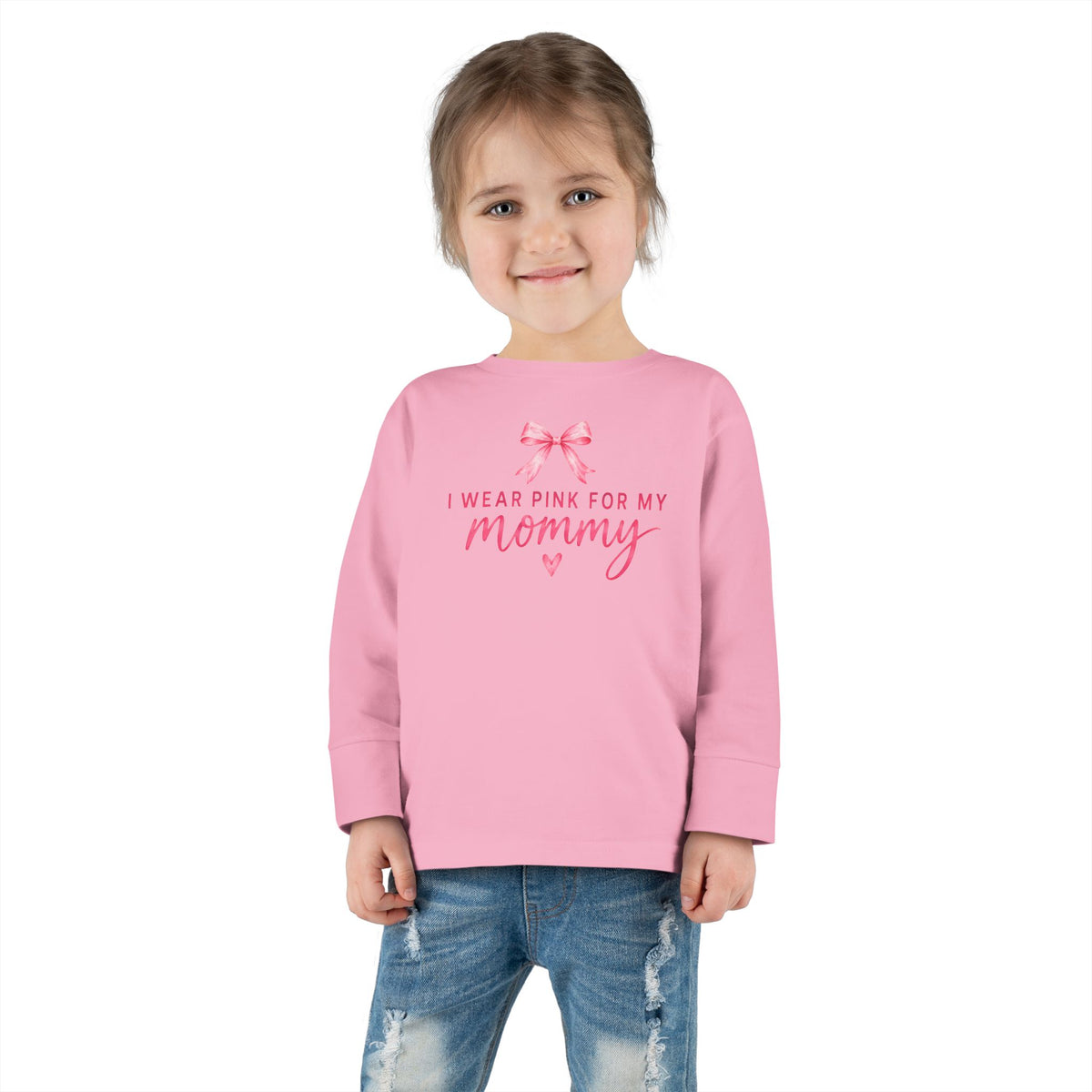 "I wear Pink for my Mommy" Breast Cancer Awareness -Toddler Long Sleeve Tee