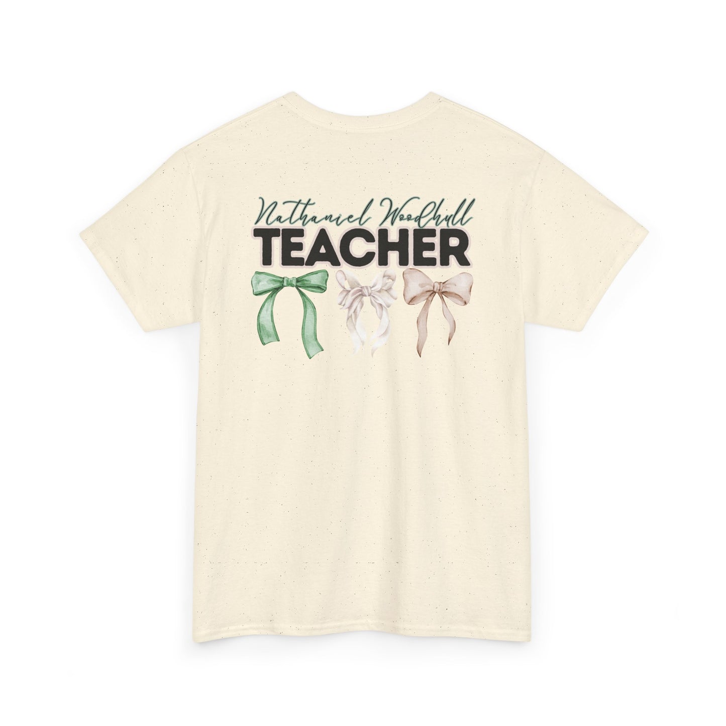 Woodhull Teacher and Bows- Unisex Heavy Cotton Tee with Bow Design