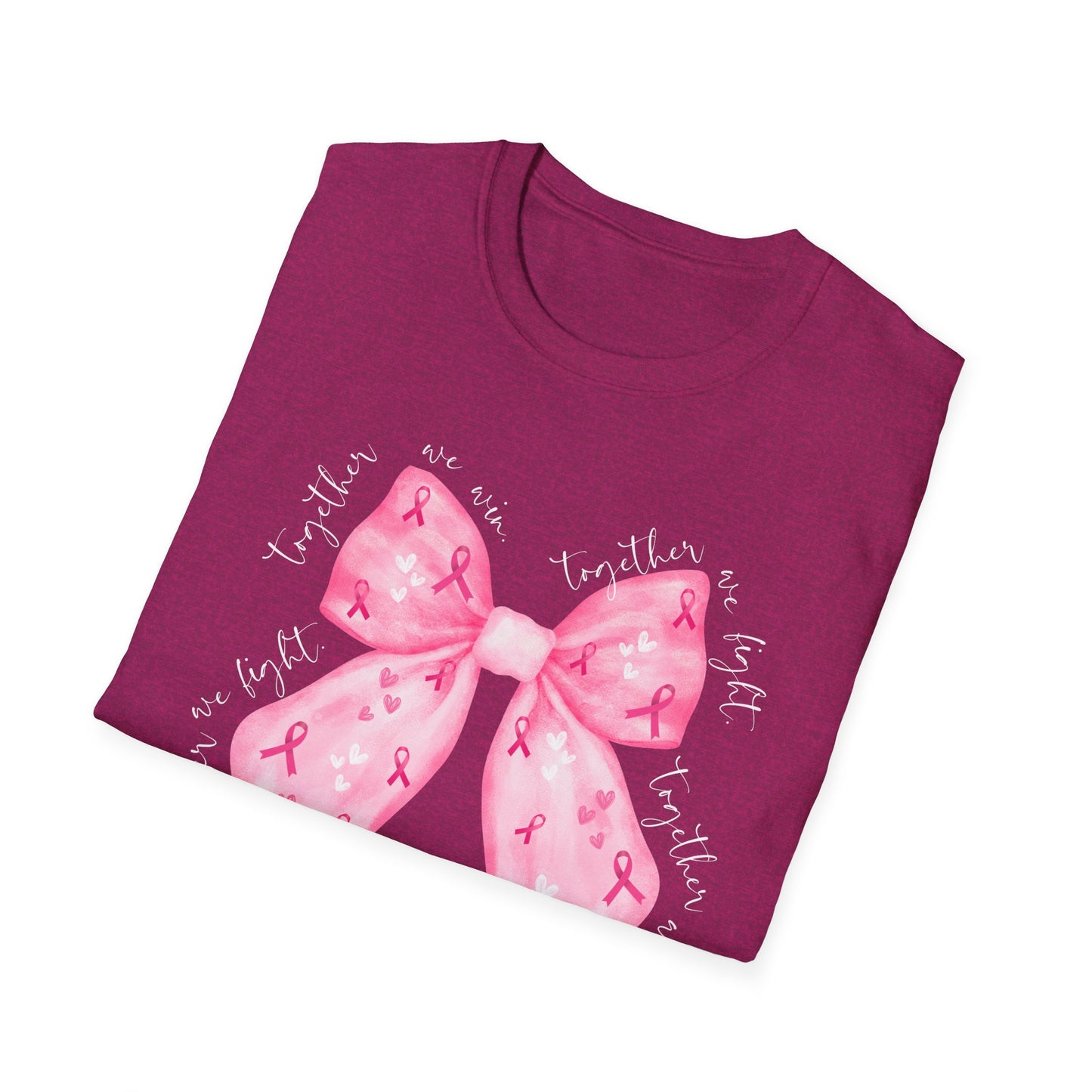 We Fight, We Win- Breast Cancer Awareness Tee, Unisex Softstyle T-Shirt