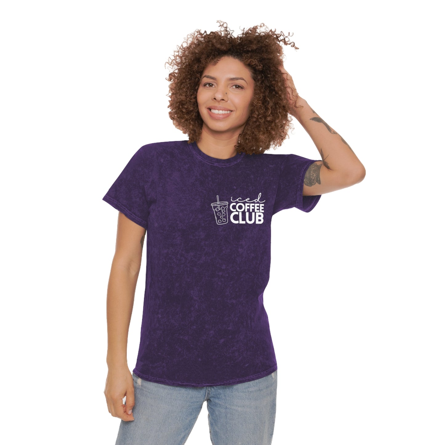 Iced Coffee Club T-Shirt | Unisex Mineral Wash Tee, Coffee Lovers Gift