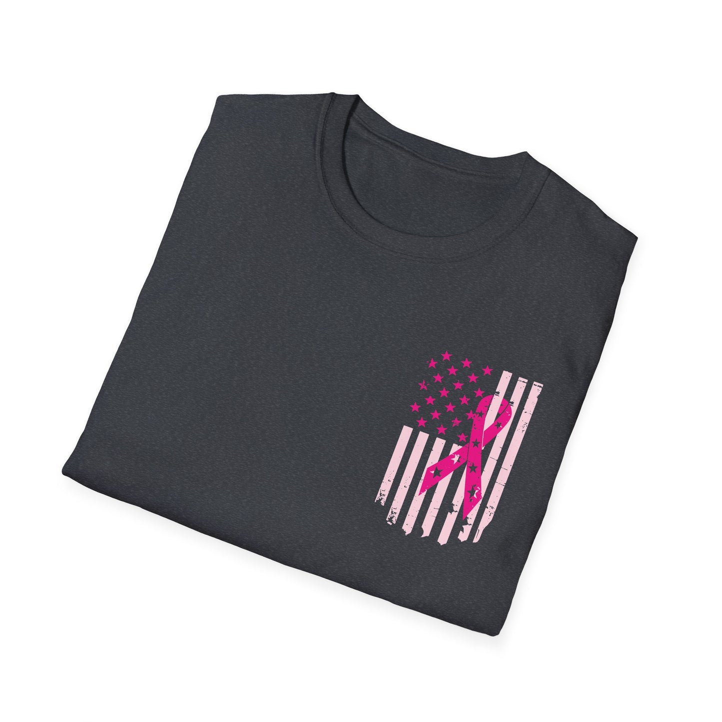 Breast Cancer Flag Awareness Tee, Unisex Softstyle T-Shirt