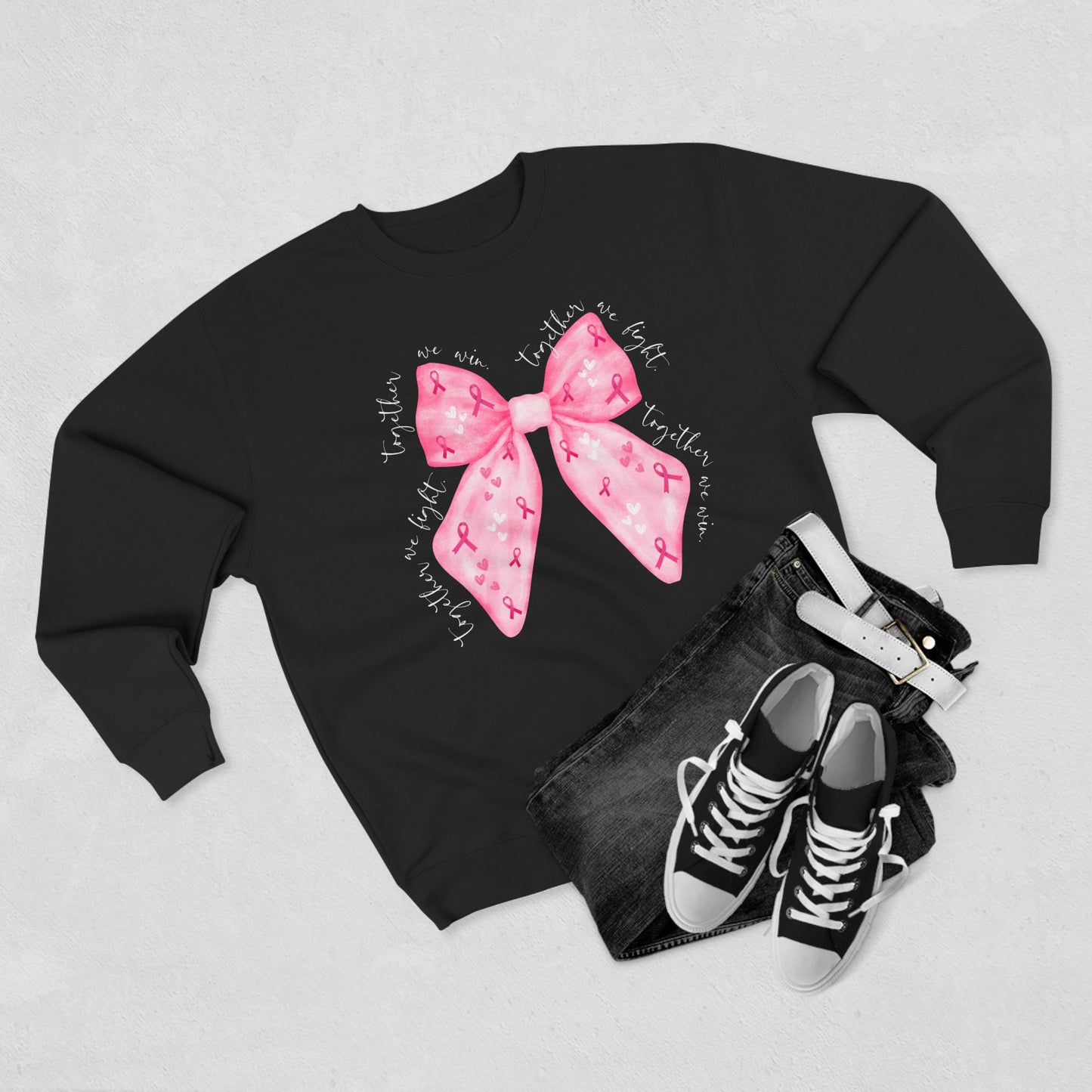Breast Cancer Bow- Awareness Unisex Crewneck Sweatshirt