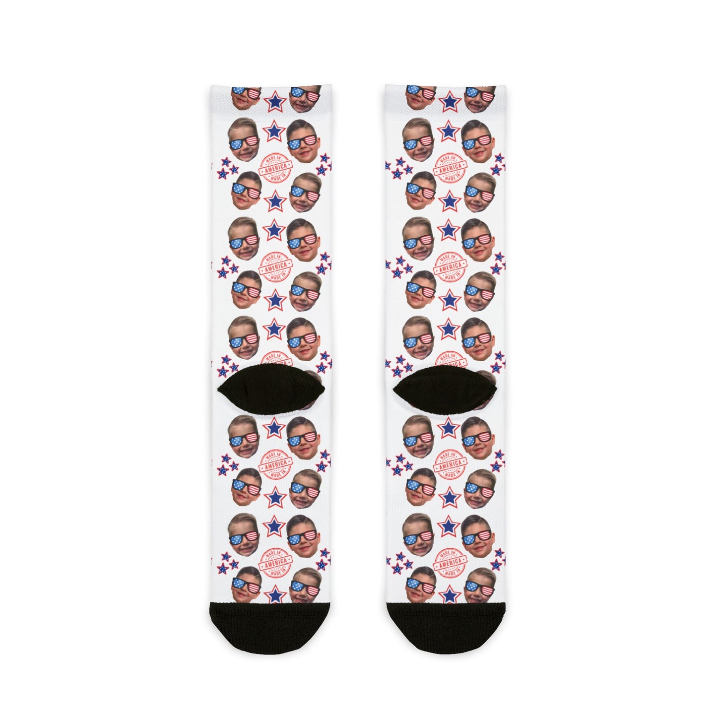 Fatherhood Baseball Socks- Personalized Face- Crew Socks with Star Design