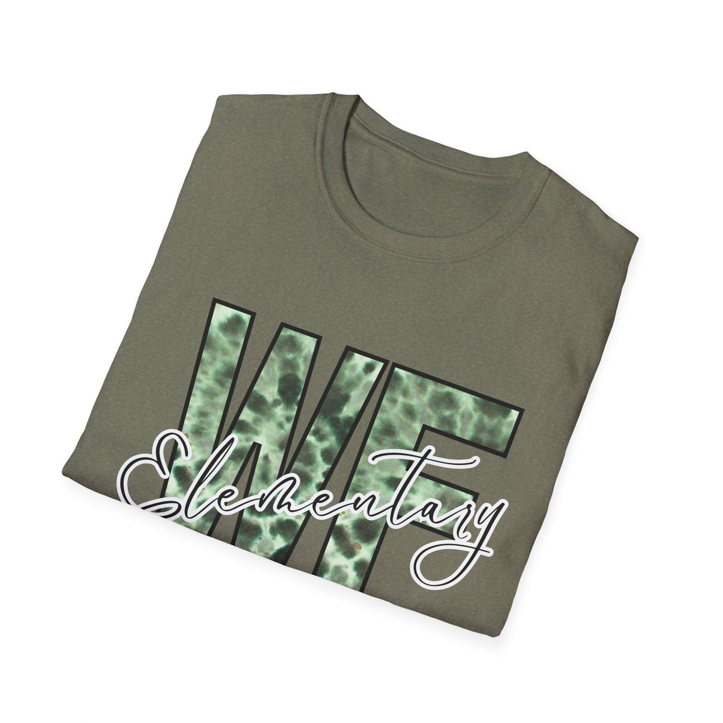 Tie Dye WFE Stylish Unisex Softstyle T-Shirt with WF Elementary Design