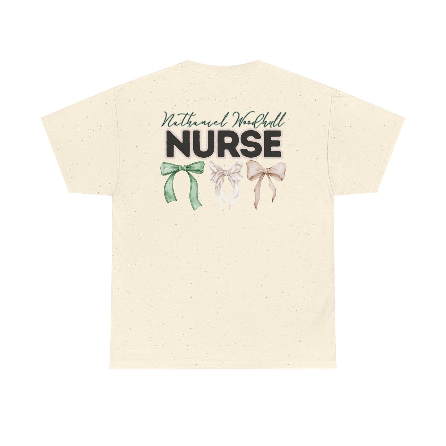 Woodhull Nurse and Bows- Unisex Heavy Cotton Tee with Bow Design