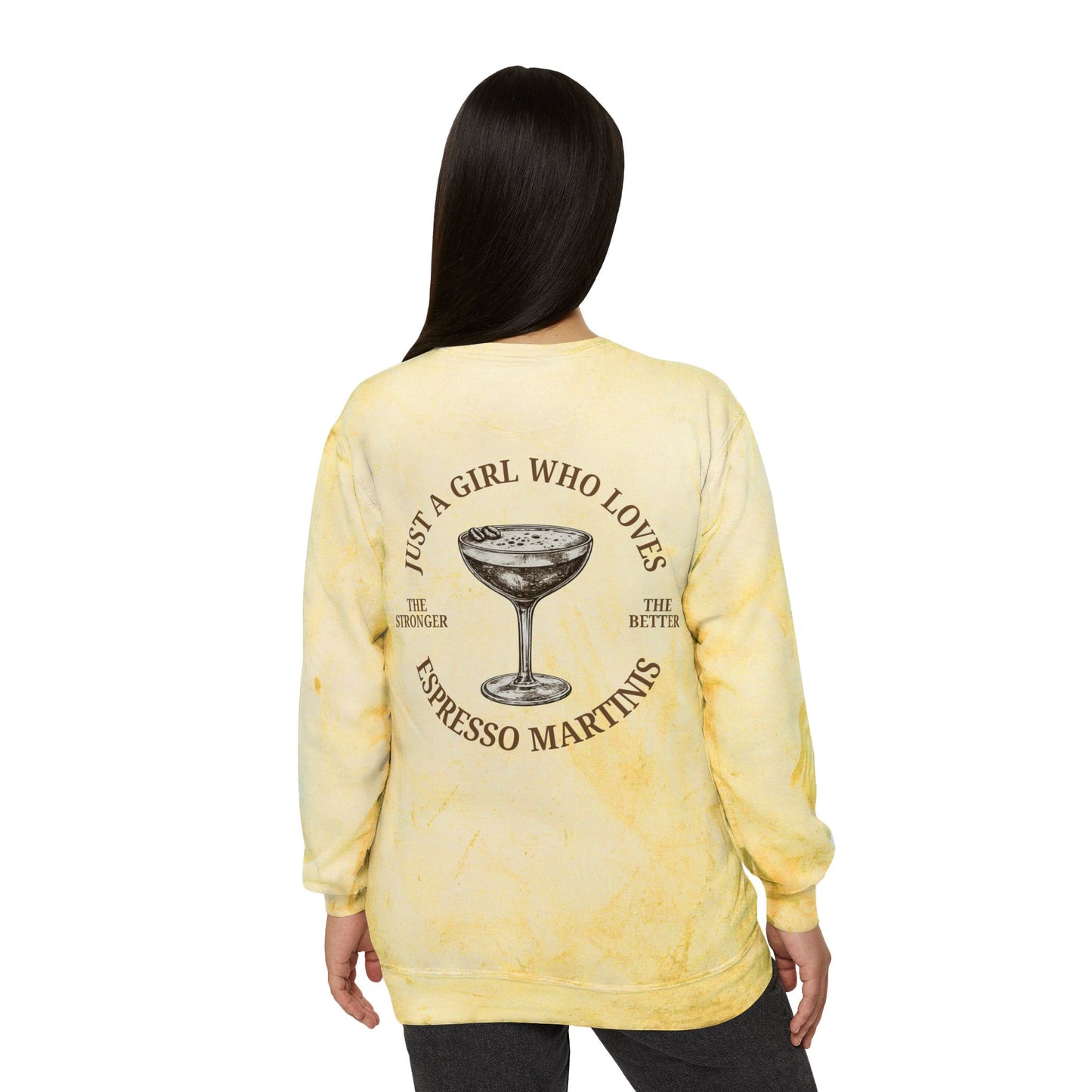 "Just a Girl Who Loves Espresso Martinis" Tie-Dye Crewneck- Summer