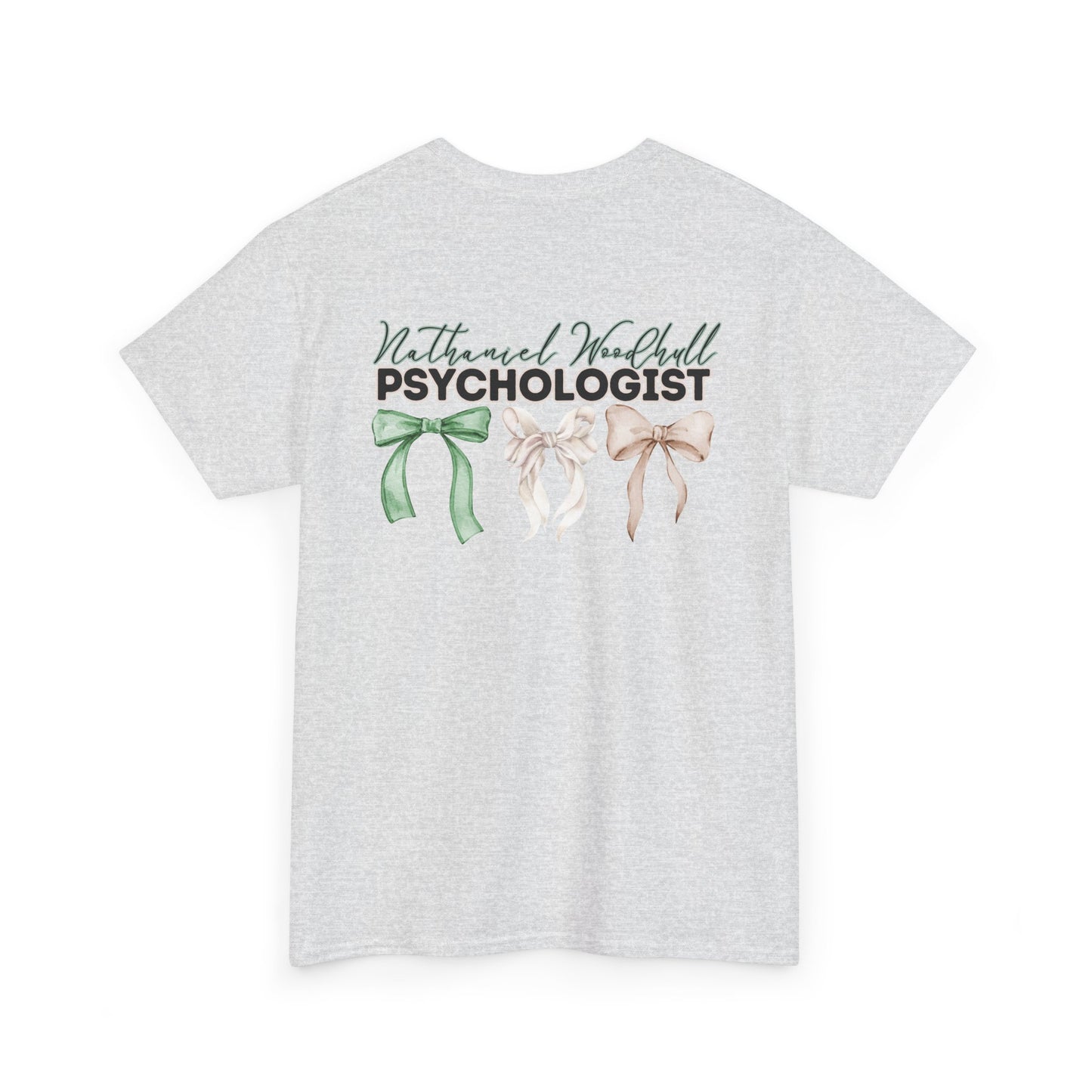 Woodhull Psychologist and Bows- Unisex Heavy Cotton Tee with Bow Design