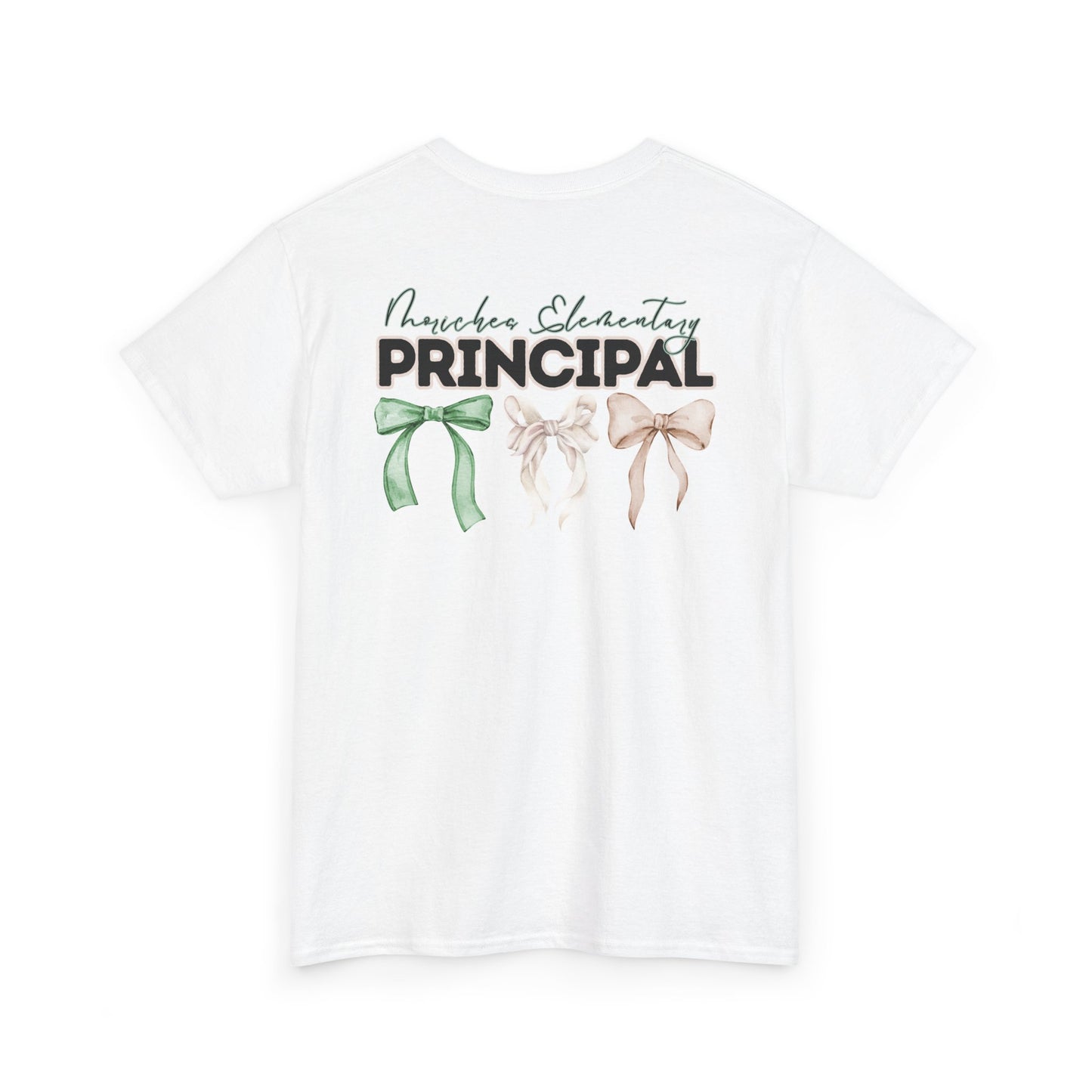 Moriches Principal and Bows- Unisex Heavy Cotton Tee with Bow Design