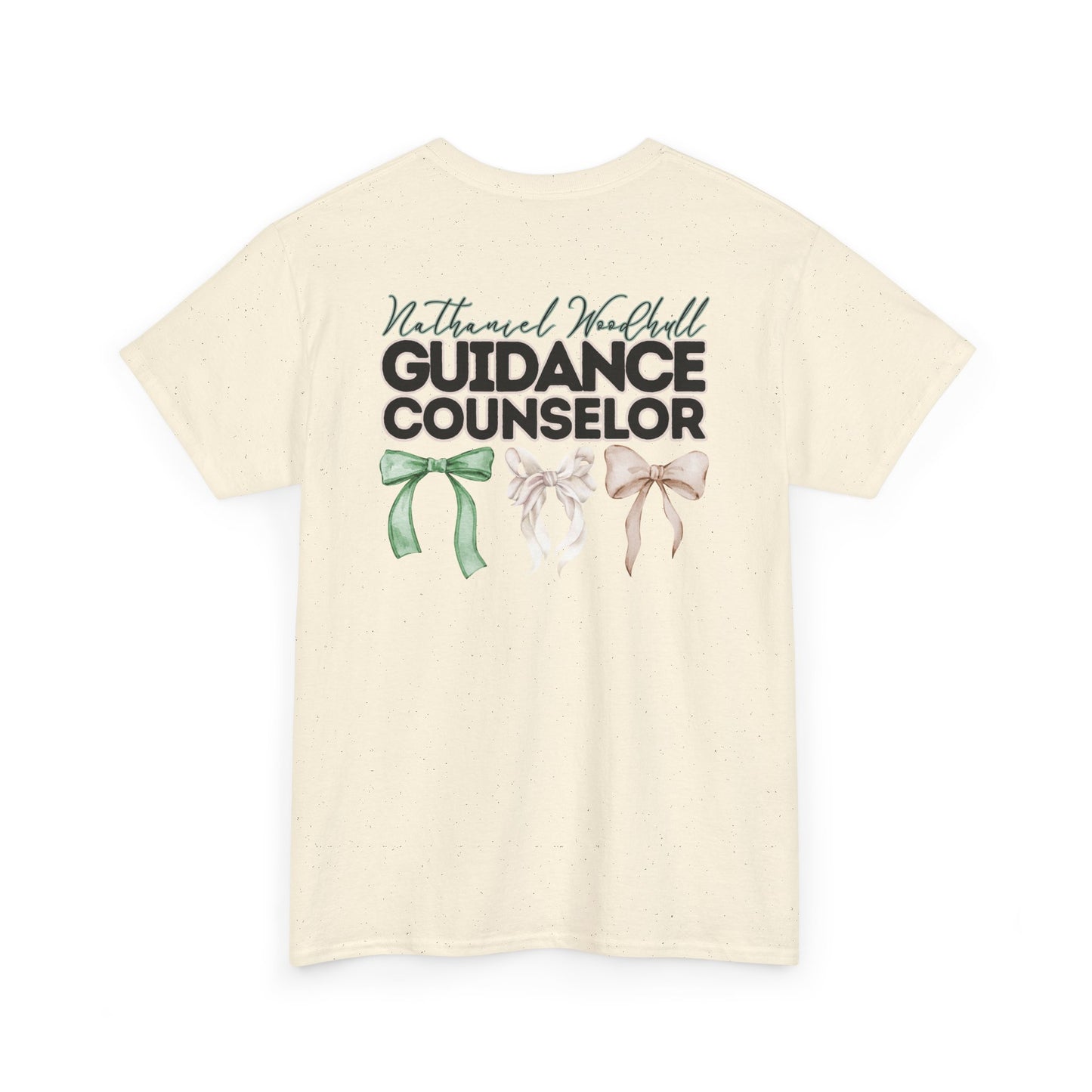 Woodhull Guidance Counselor and Bows- Unisex Heavy Cotton Tee with Bow Design
