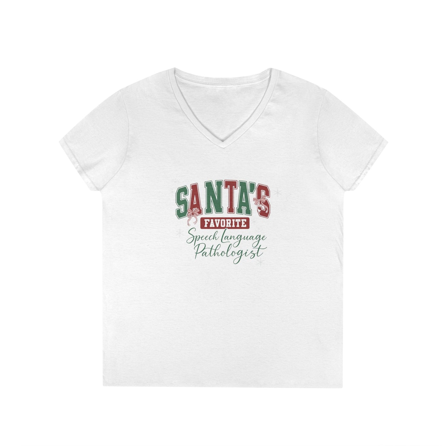 Santa’s Favorite Speech Language Pathologist- Christmas V-Neck Tee