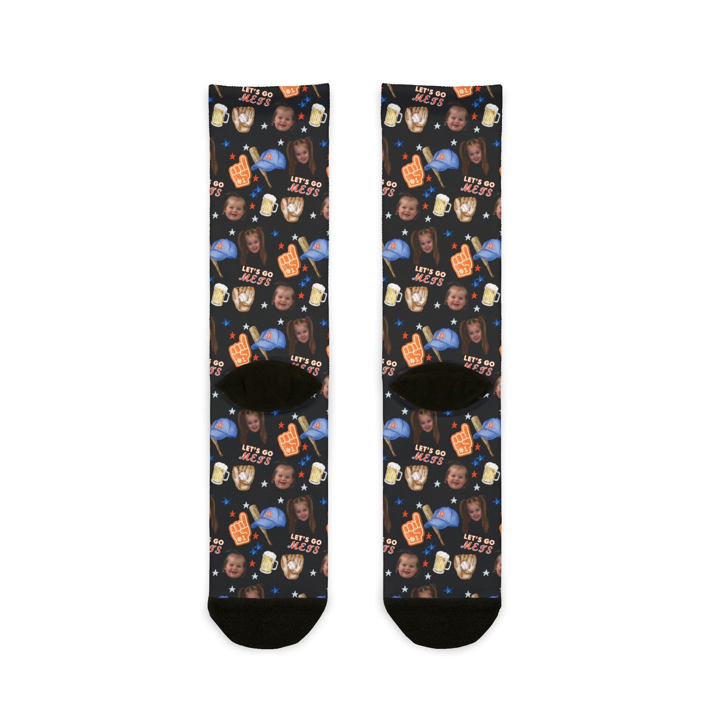 Paige- Mets Socks- Personalized Face- Crew Socks
