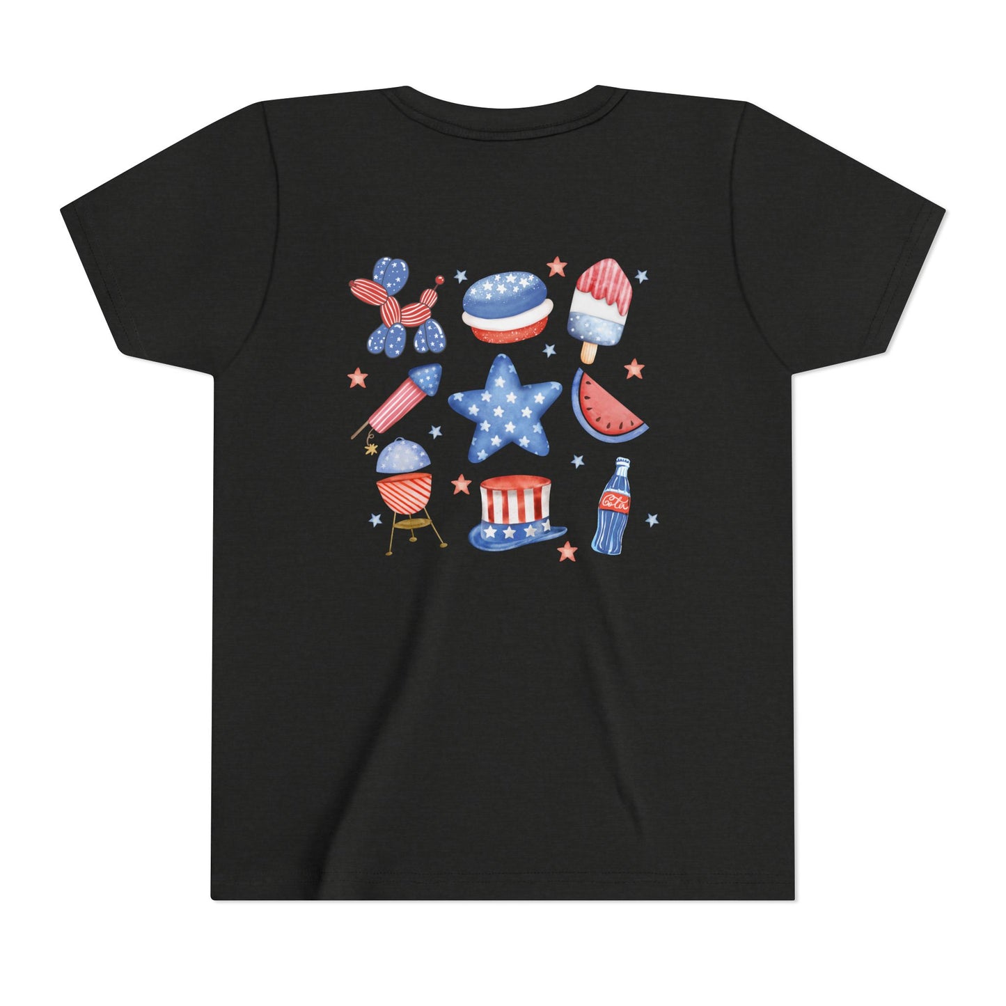 Stars, Stripes & Snacks Youth Tee for Kids, USA - Kids Short Sleeve Shirt, Holiday Mini