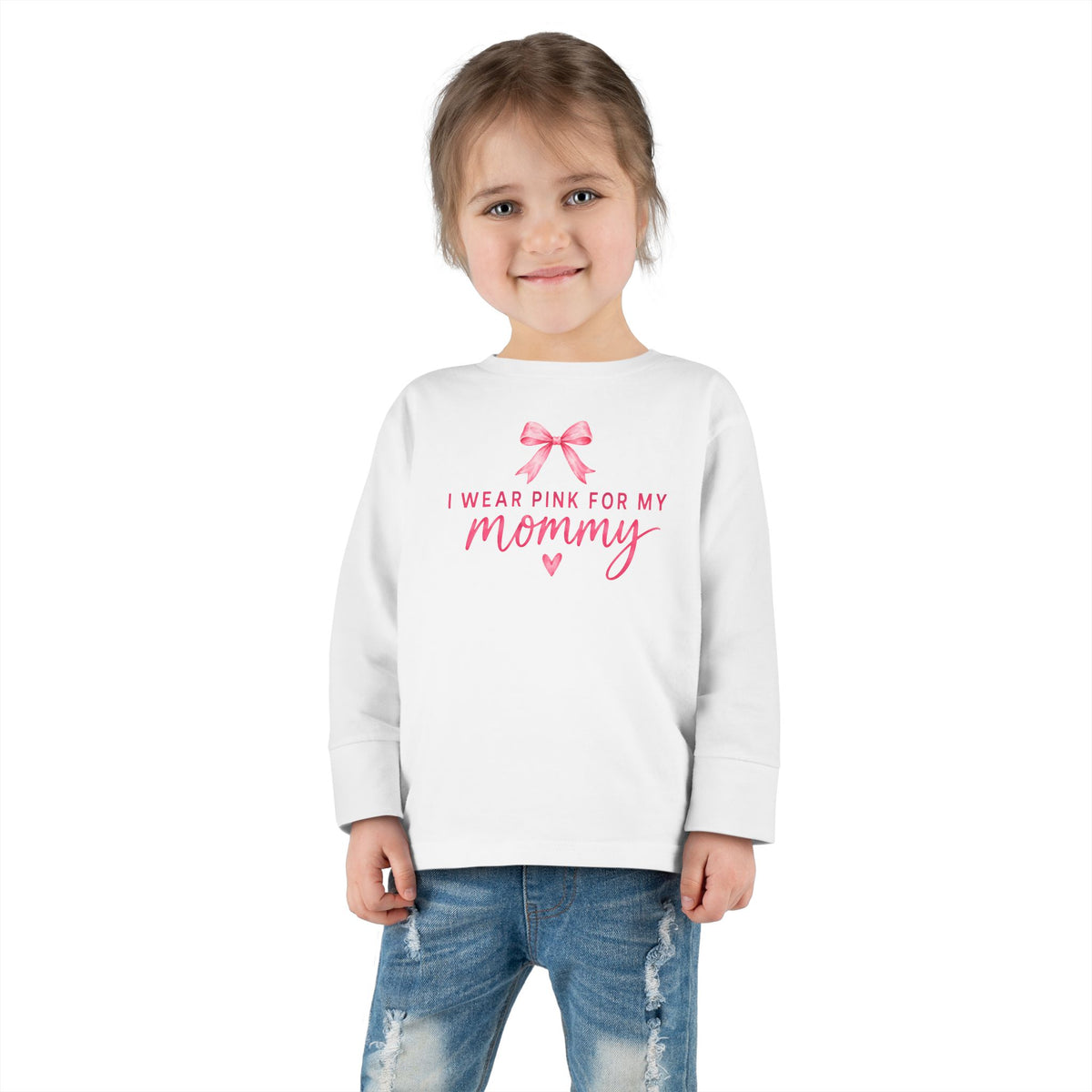 "I wear Pink for my Mommy" Breast Cancer Awareness -Toddler Long Sleeve Tee