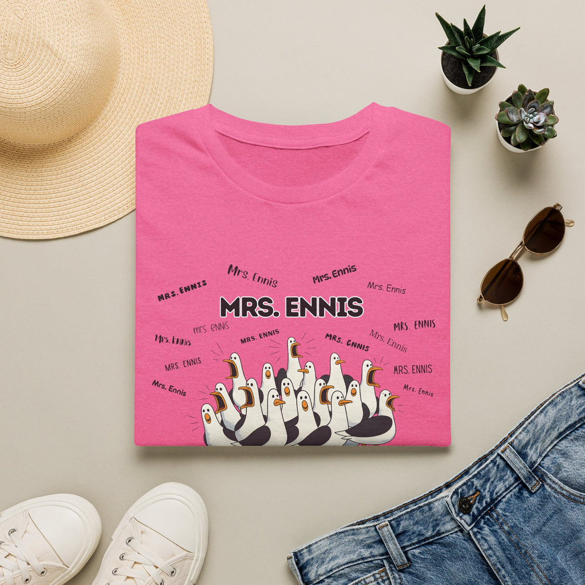Mrs. Ennis- Seagull Crew Graphic T-Shirt — Personalized
