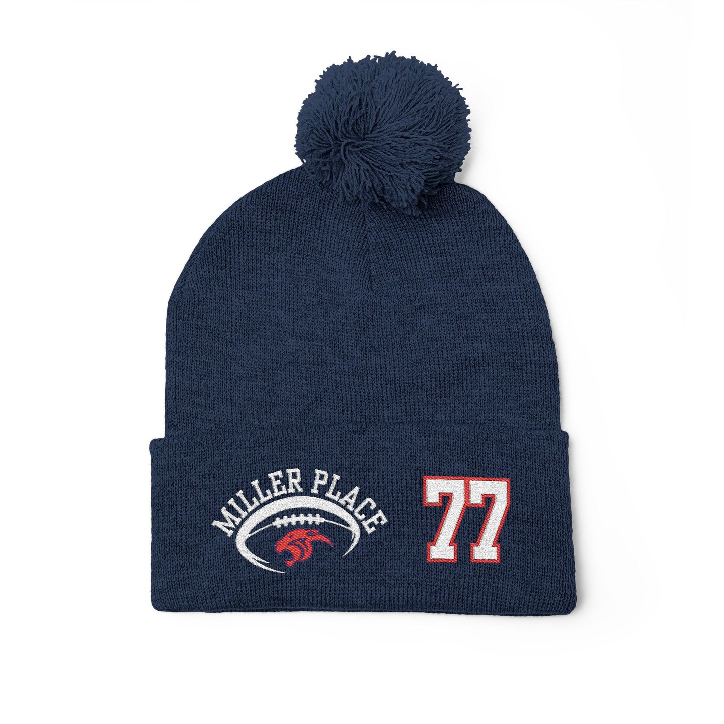 #77 Miller Place Football Winter PomPom Hat