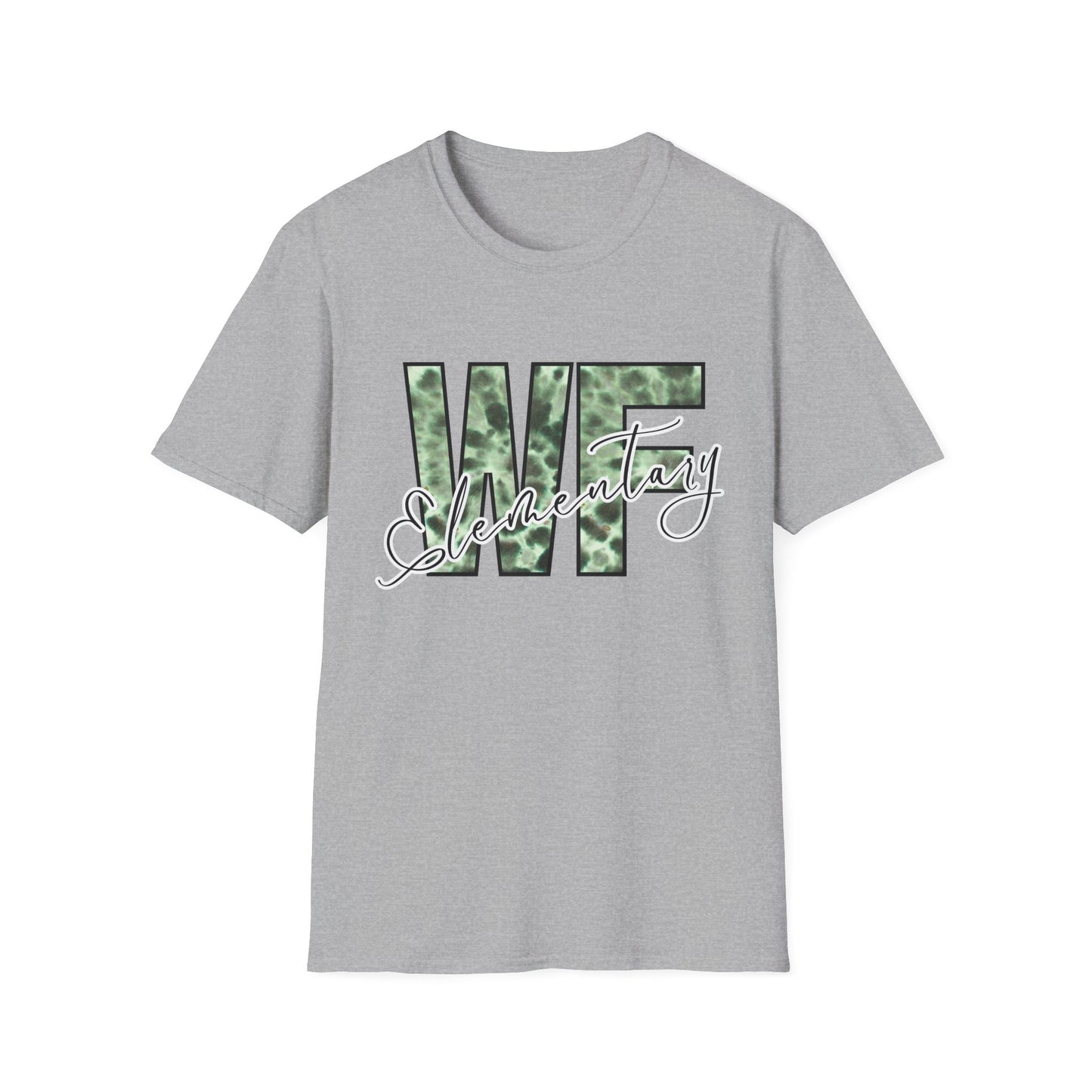 Tie Dye WFE Stylish Unisex Softstyle T-Shirt with WF Elementary Design